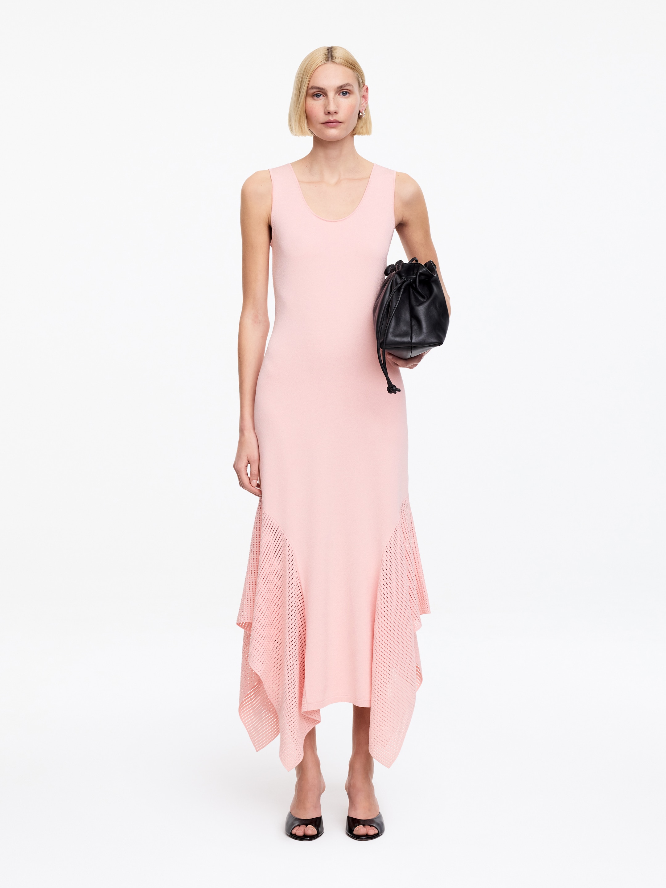 Draped Knit Dress-#f4cfd1-18536