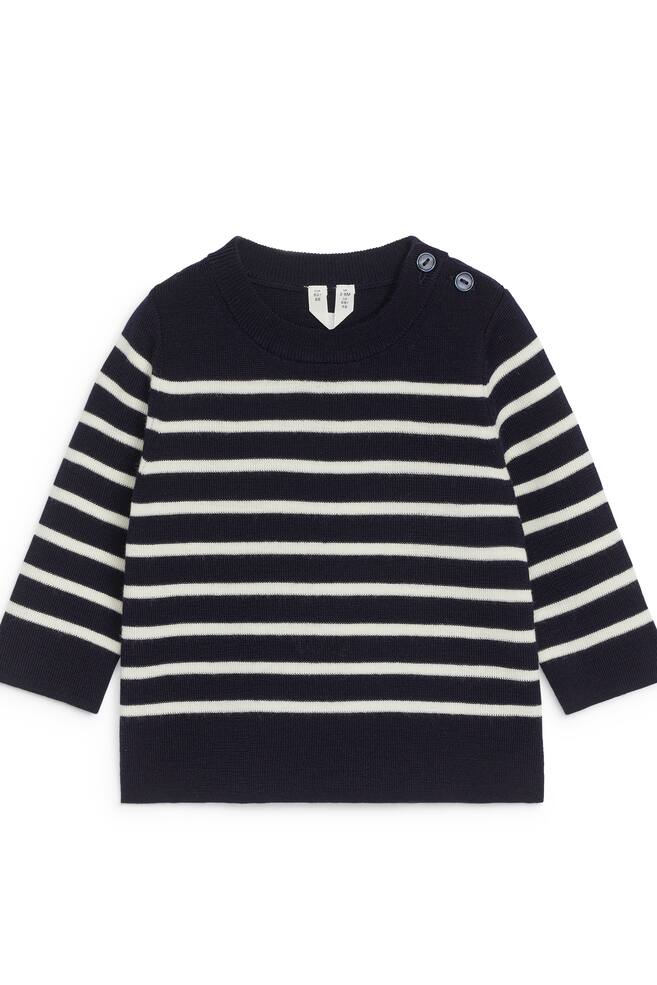 Wool Jumper - Dark Blue/Off White - 1