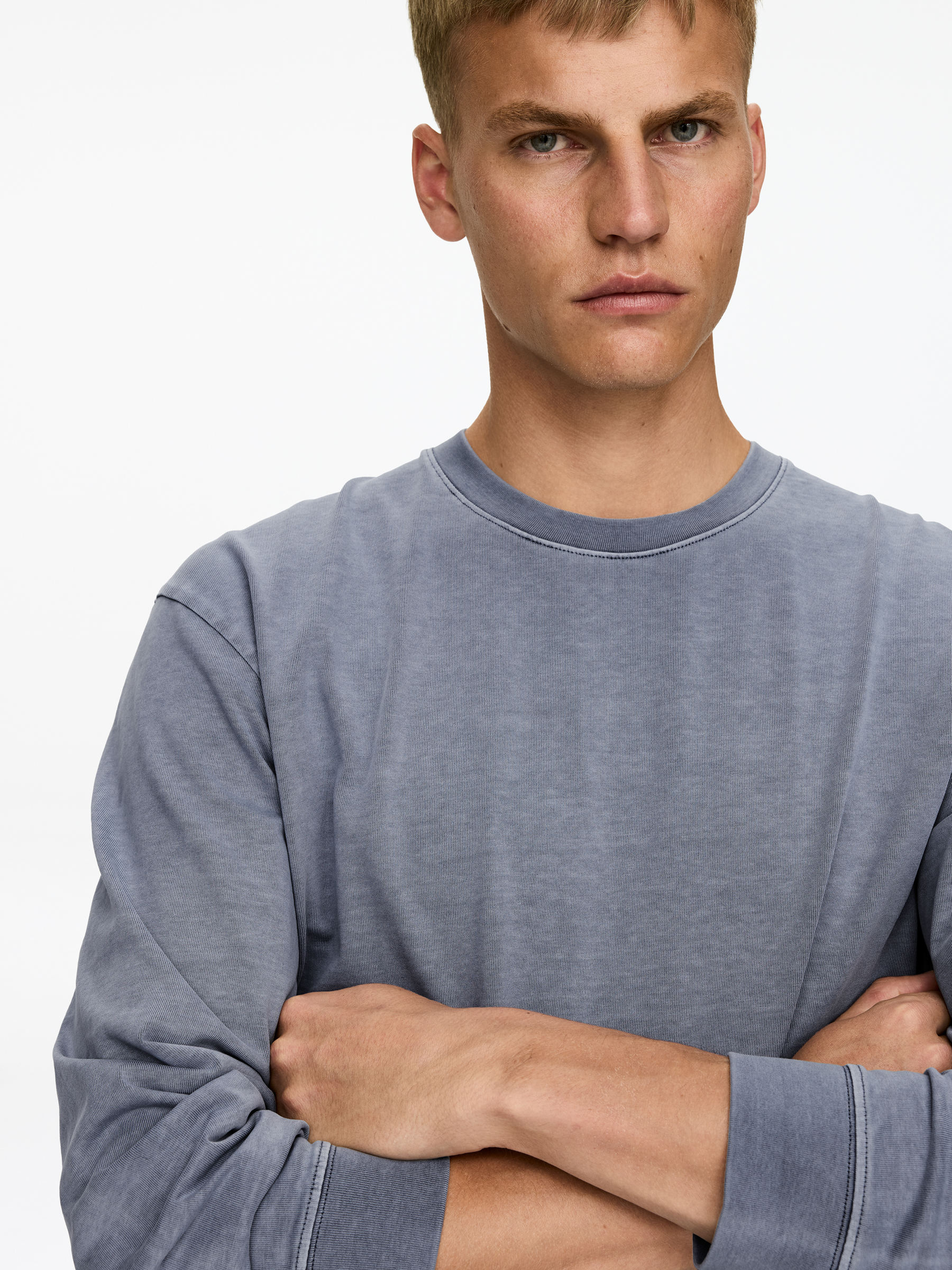 Langarmshirt - Ausgebleichtes Blau - Regular Fit - Herren - StillMedia/Lookbook - 6