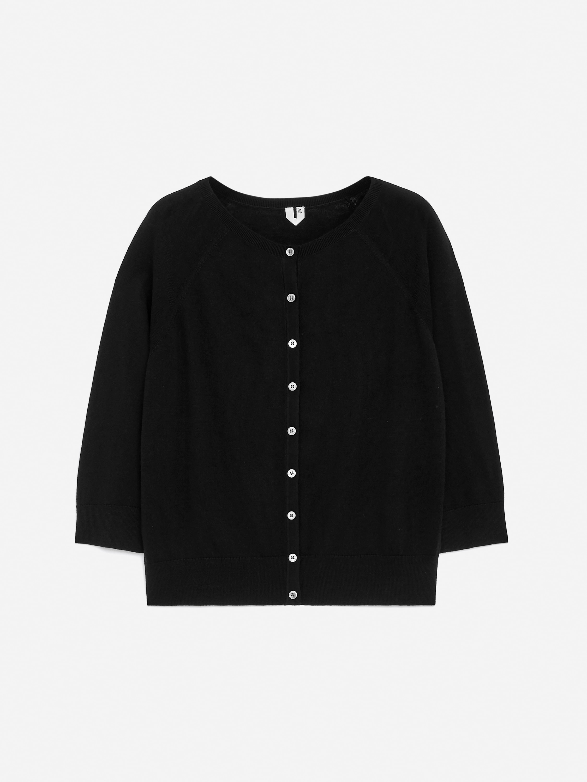 Cardigan i merinoull - Svart/Burgunder