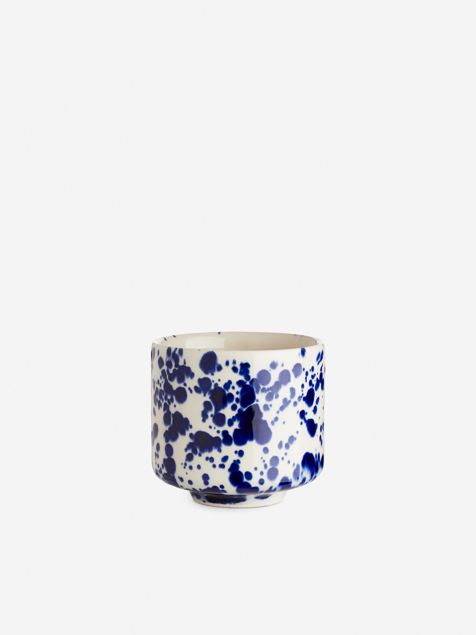 Lot de 2 tasses en grès - Bleu/Blanc/Blanc cassé / Taches de bleu/Éclaboussure rose/Carreaux bleus