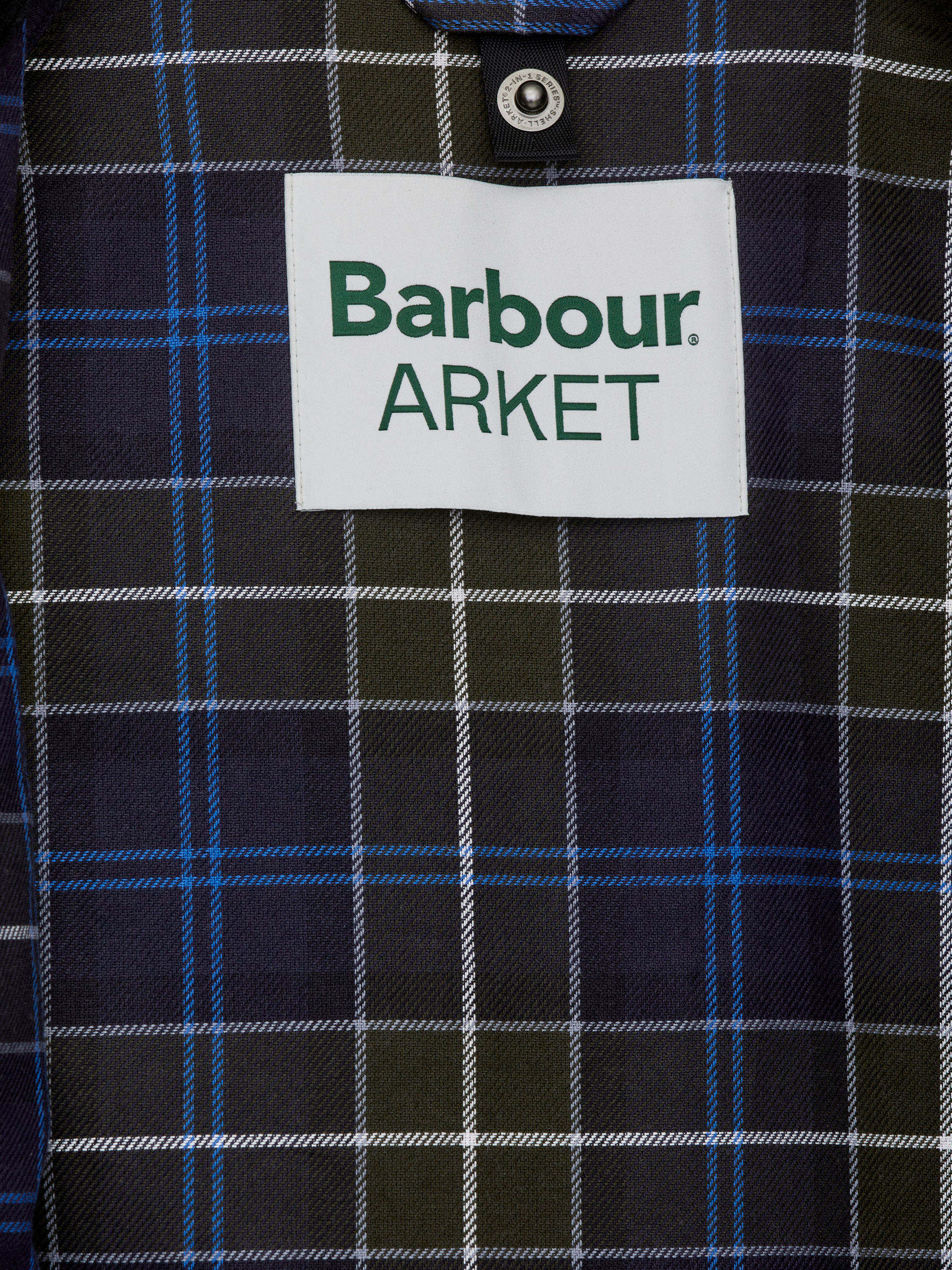 ARKET and Barbour Waxed Cotton Jacket - Dark Green/Checkered - Loose fit - Men - StillMedia/DescriptiveDetail - 2