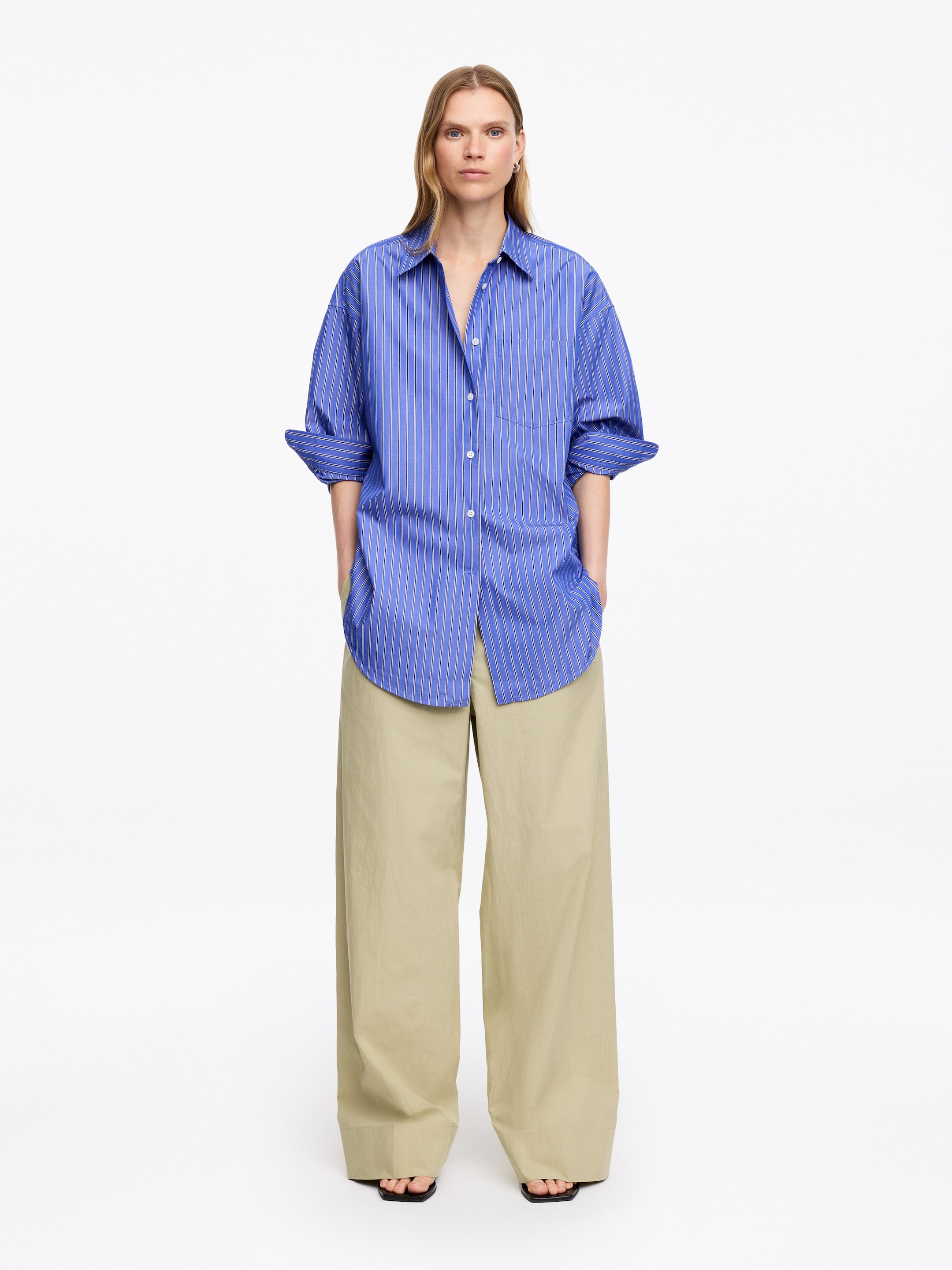 Relaxed Cotton Trousers-#9A947A-19512