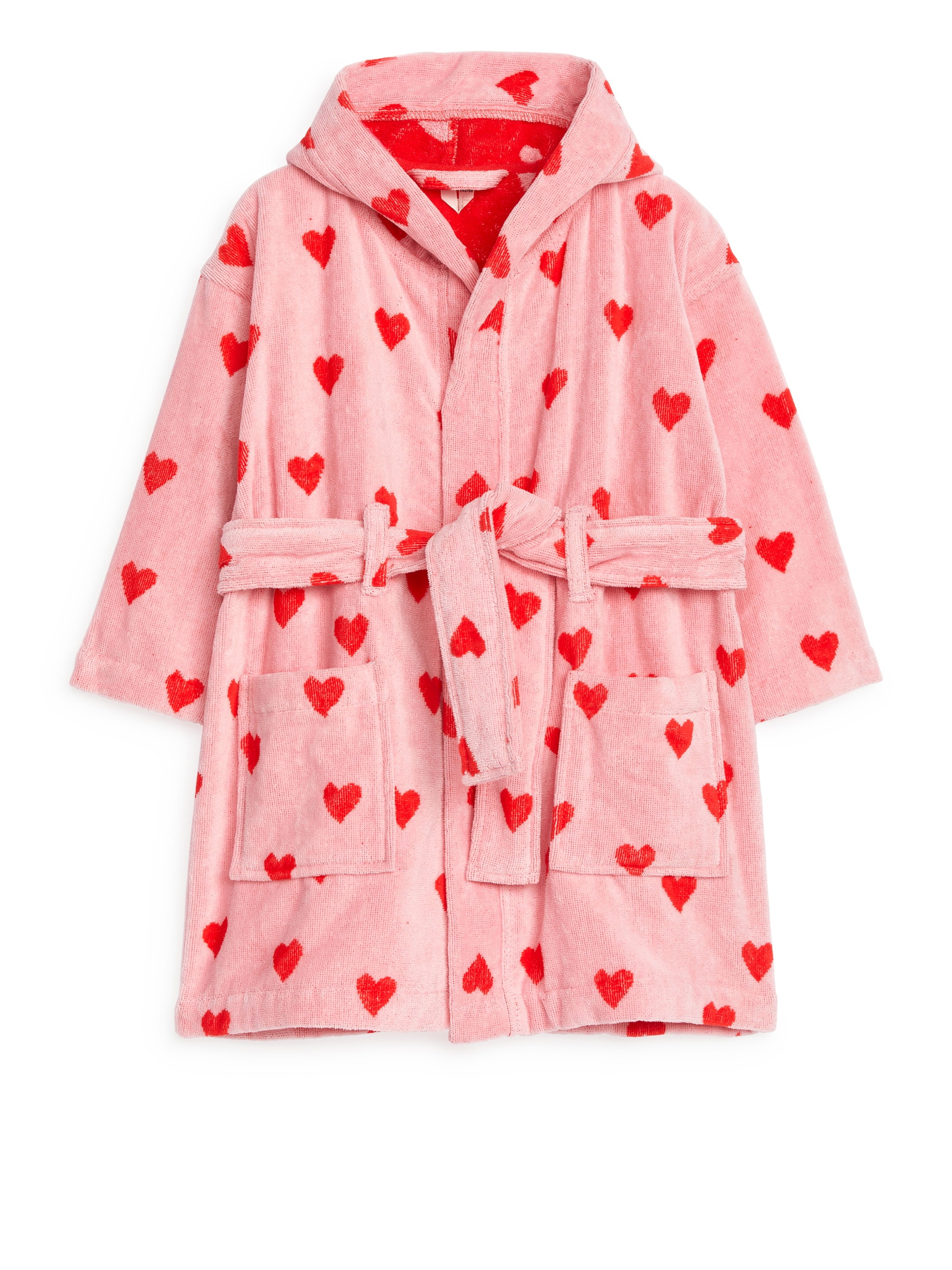 Cotton Terry Bathrobe - Pink/Red Hearts - Regular fit - Children - StillMedia/DescriptiveStillLife - 3