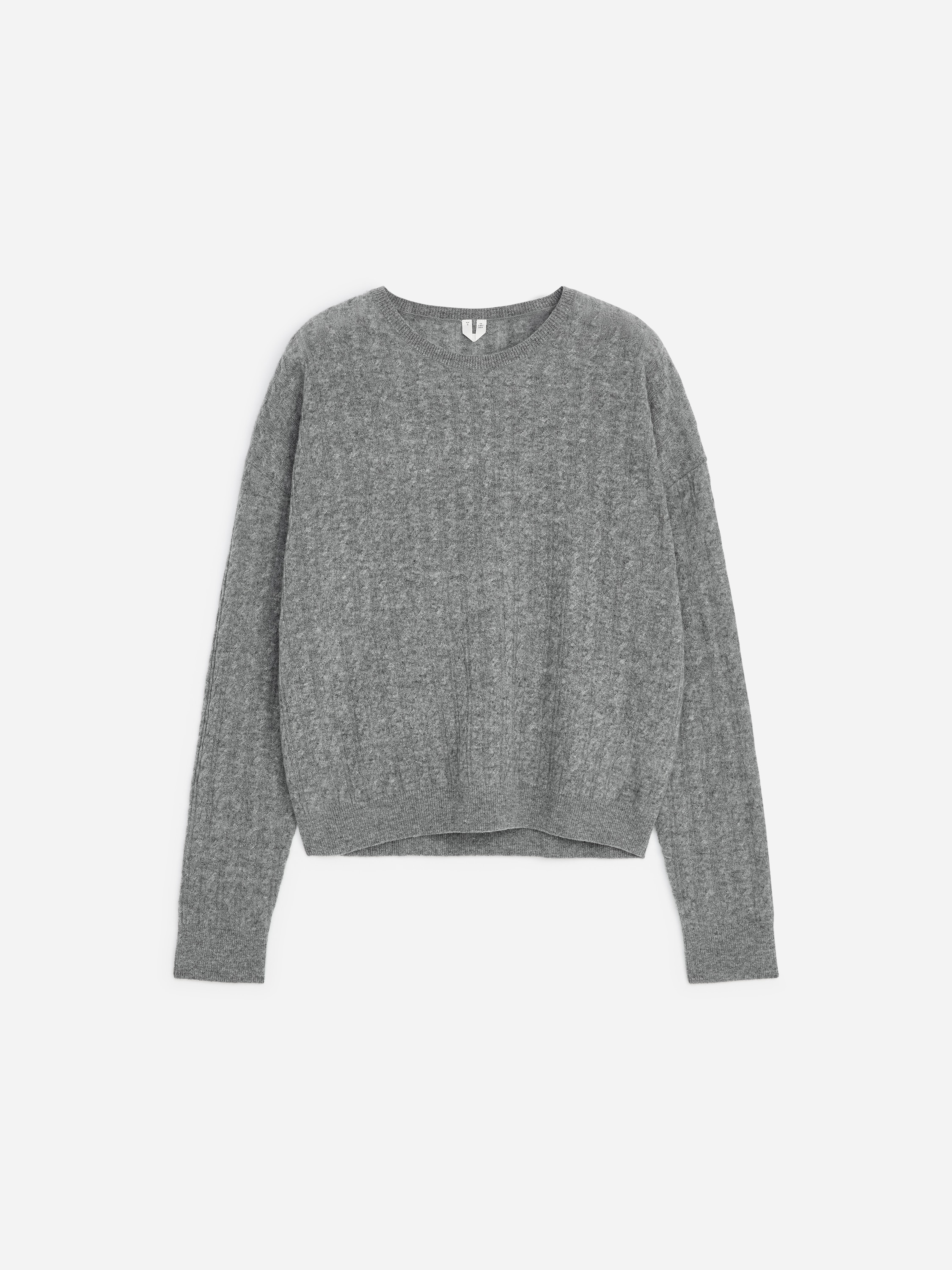 Maglione in puro cashmere con lavorazione a trecce - Grigio/Bianco sporco
