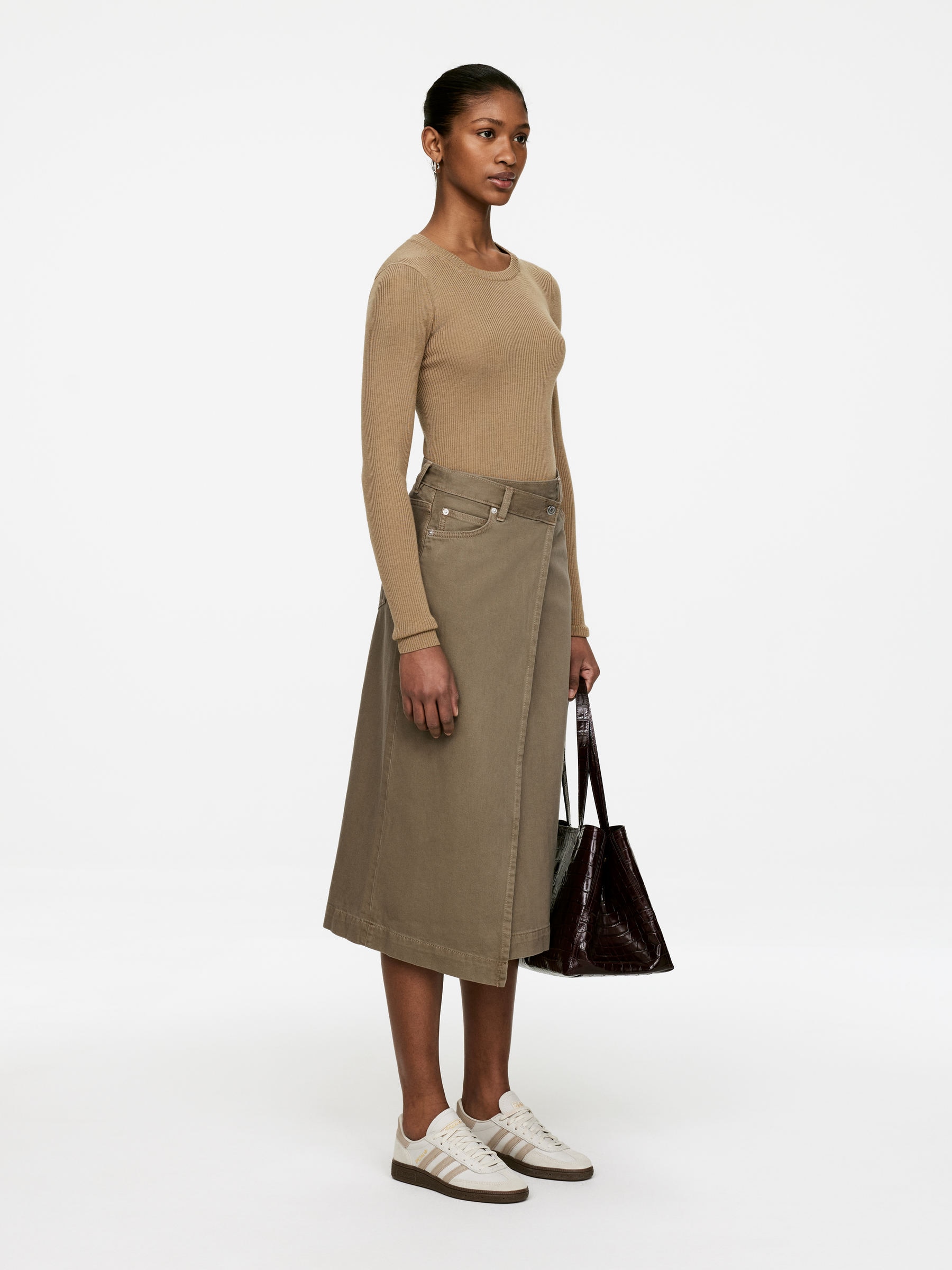 Denim Wrap Skirt - Khaki Green - Regular fit - Women - StillMedia/Lookbook - 6