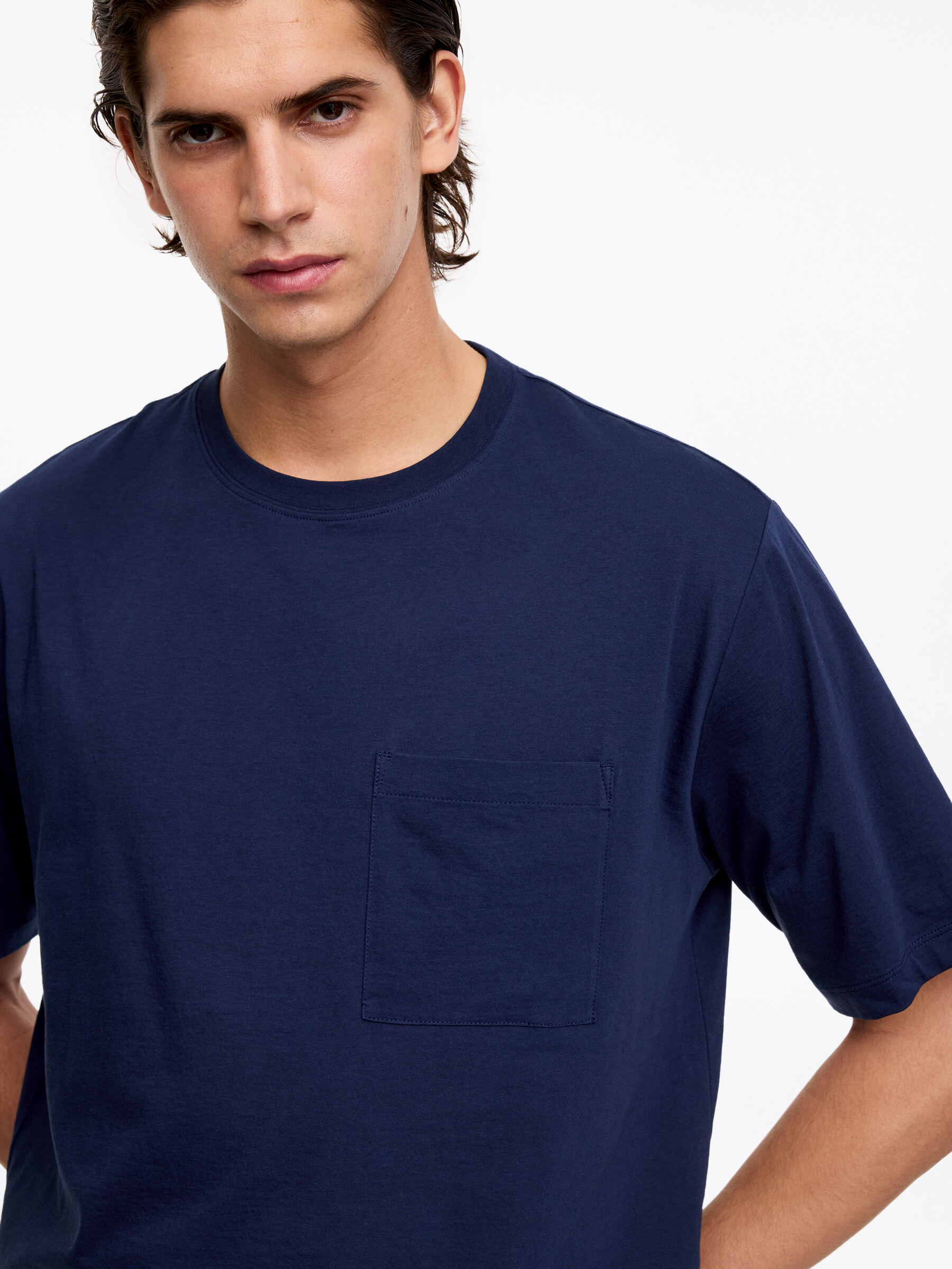 Relaxed Cotton T-Shirt - Dark Blue - Relaxed fit - Men - StillMedia/Lookbook - 2