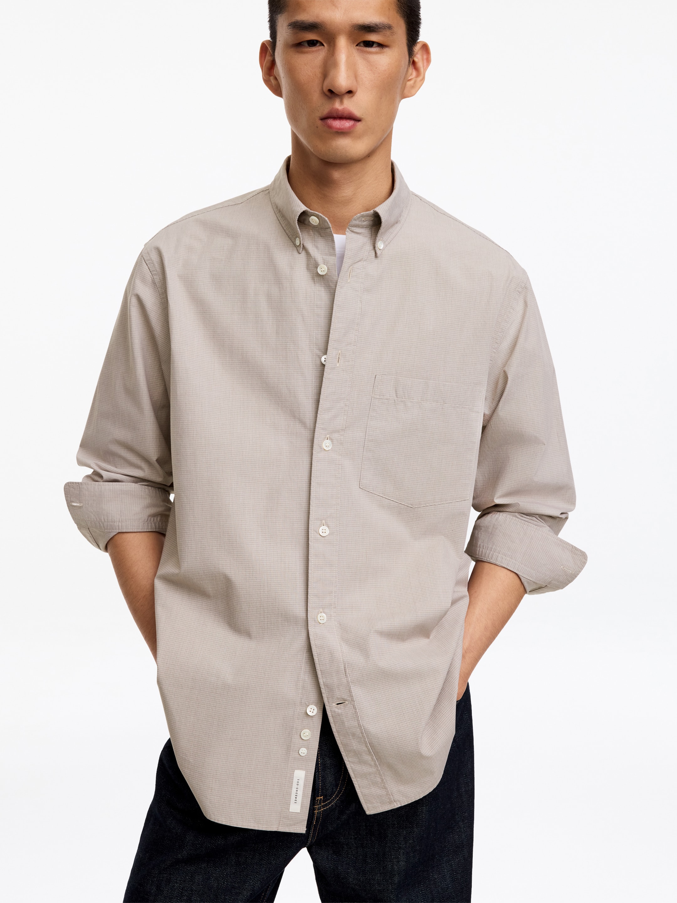 Camisa de cuadros holgada - Beige - Corte relajado - Men - StillMedia/Lookbook - 4