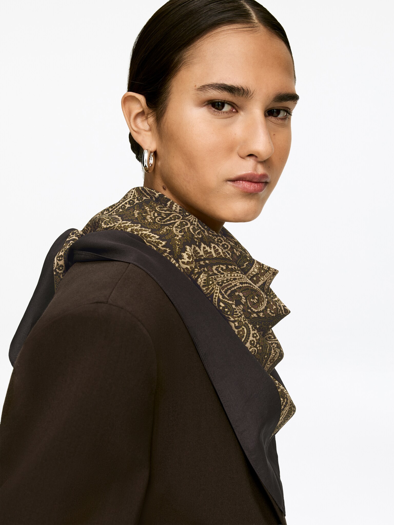 Foulard en soie imprimé - Marron - 1