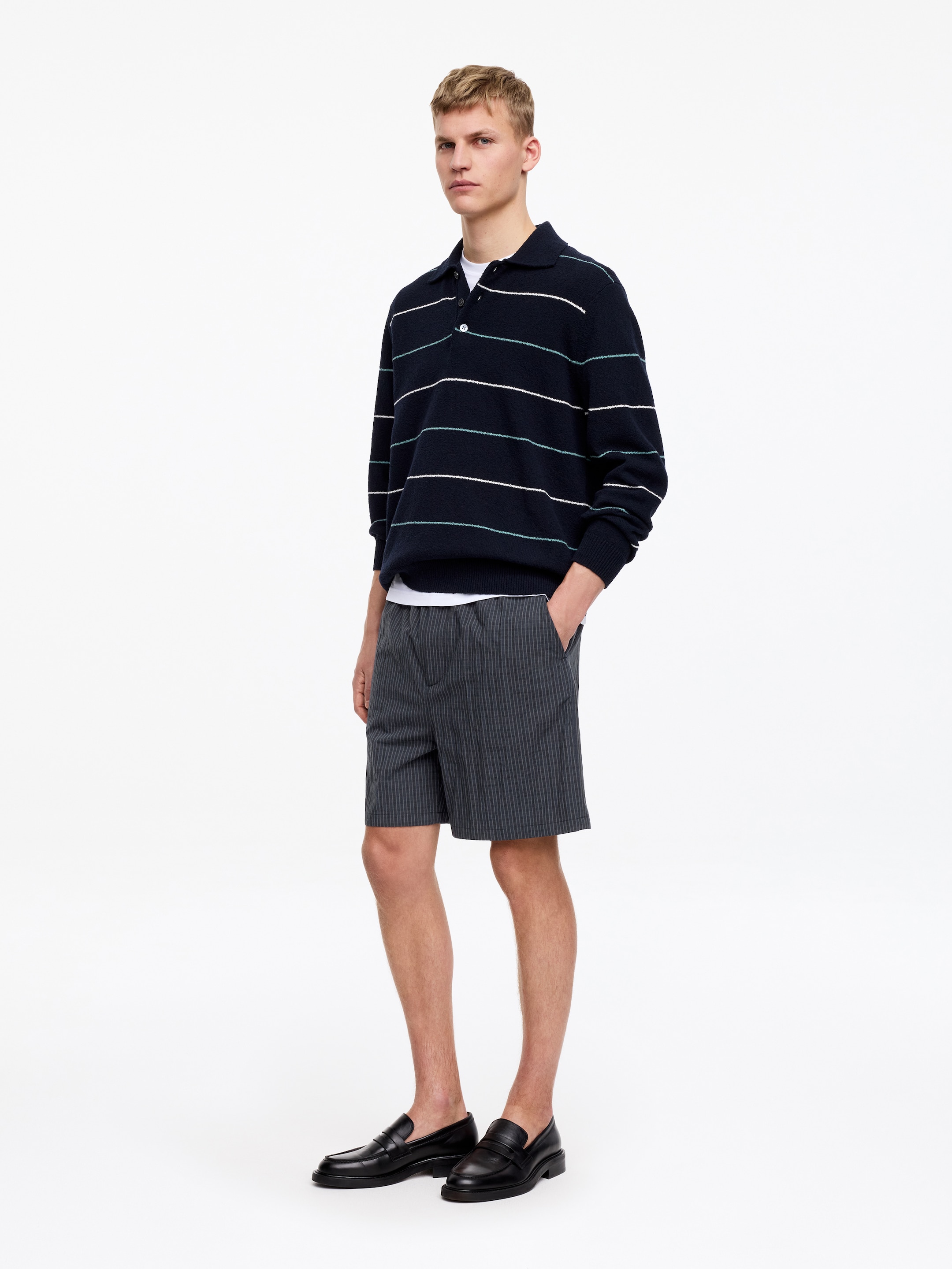 Short en coton mélangé - Bleu/Carreaux - Relaxed fit - Homme - StillMedia/Lookbook - 4