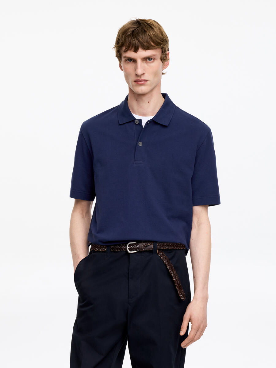 ARKET Men's  Piqué Polo Shirt Blue,  size S