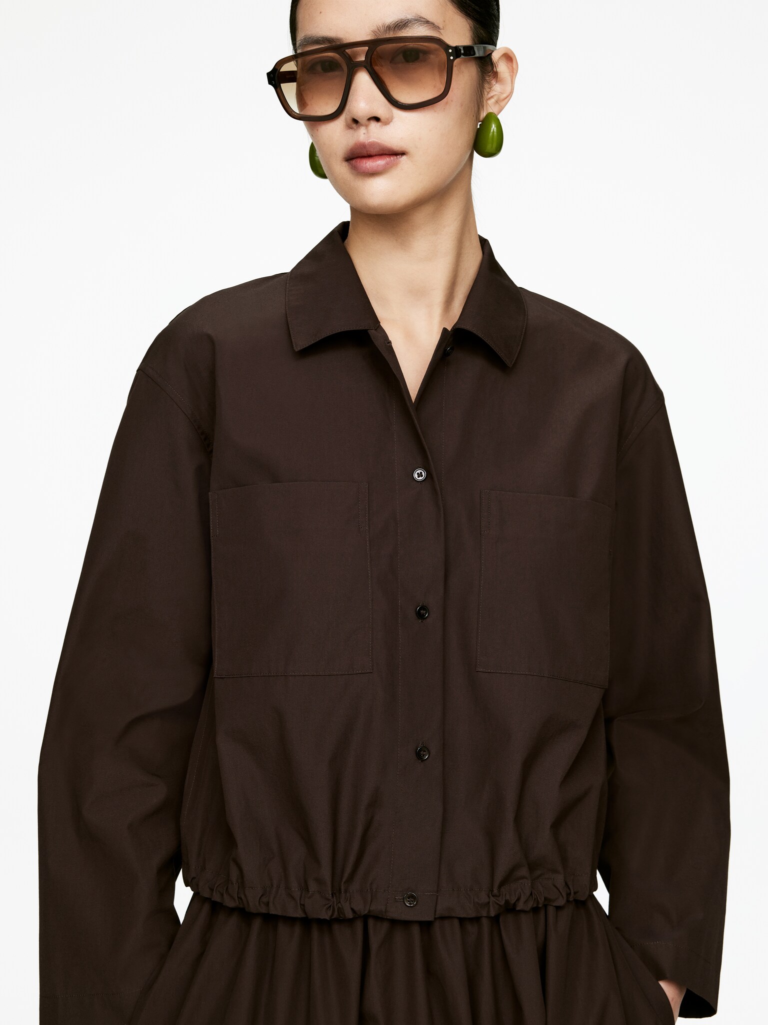 Veste blouson raccourcie - Marron - 5