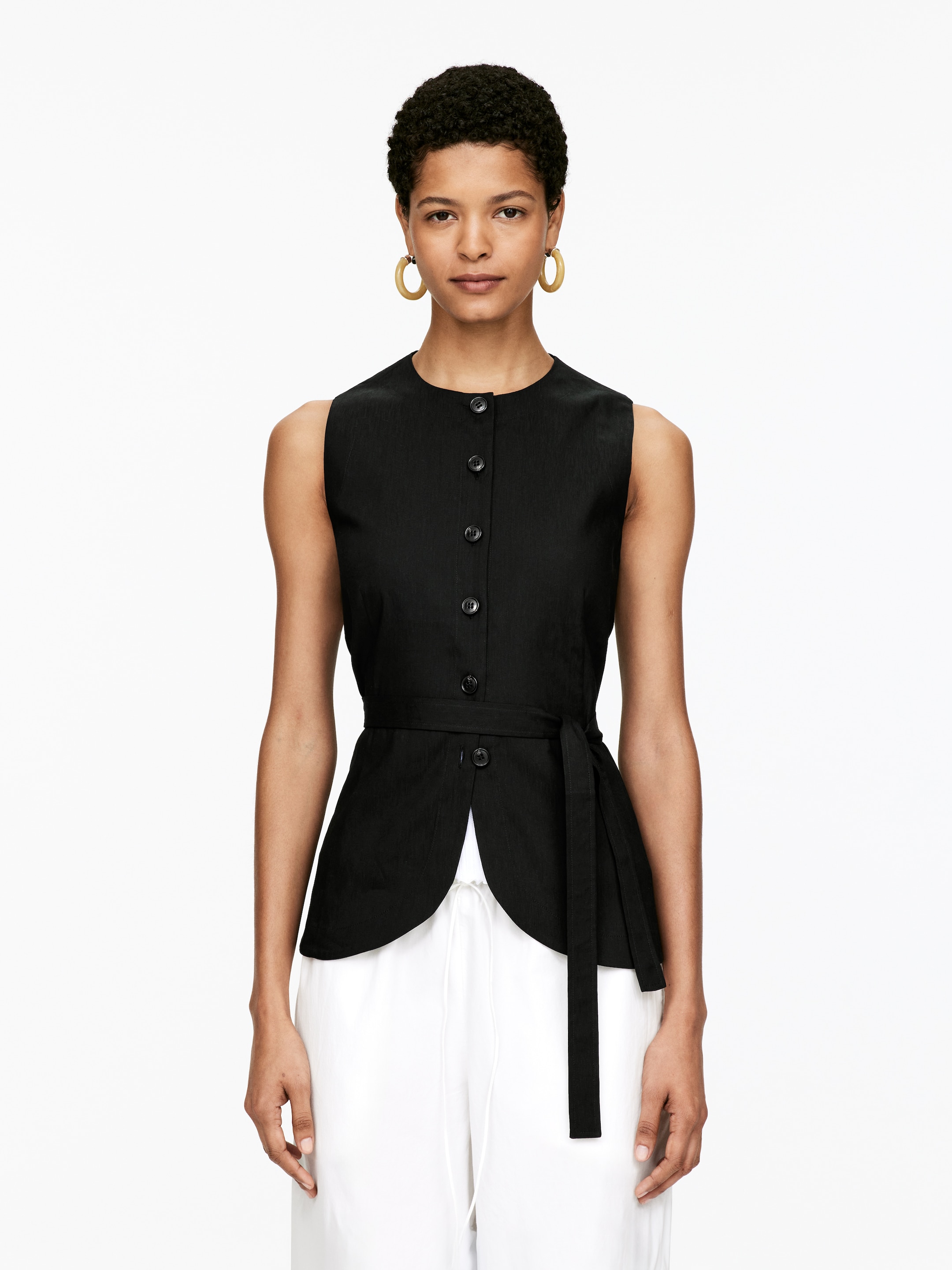 Visualizza immagine più grande: Gilet in misto lino - Nero - DONNA | H&M IT 1