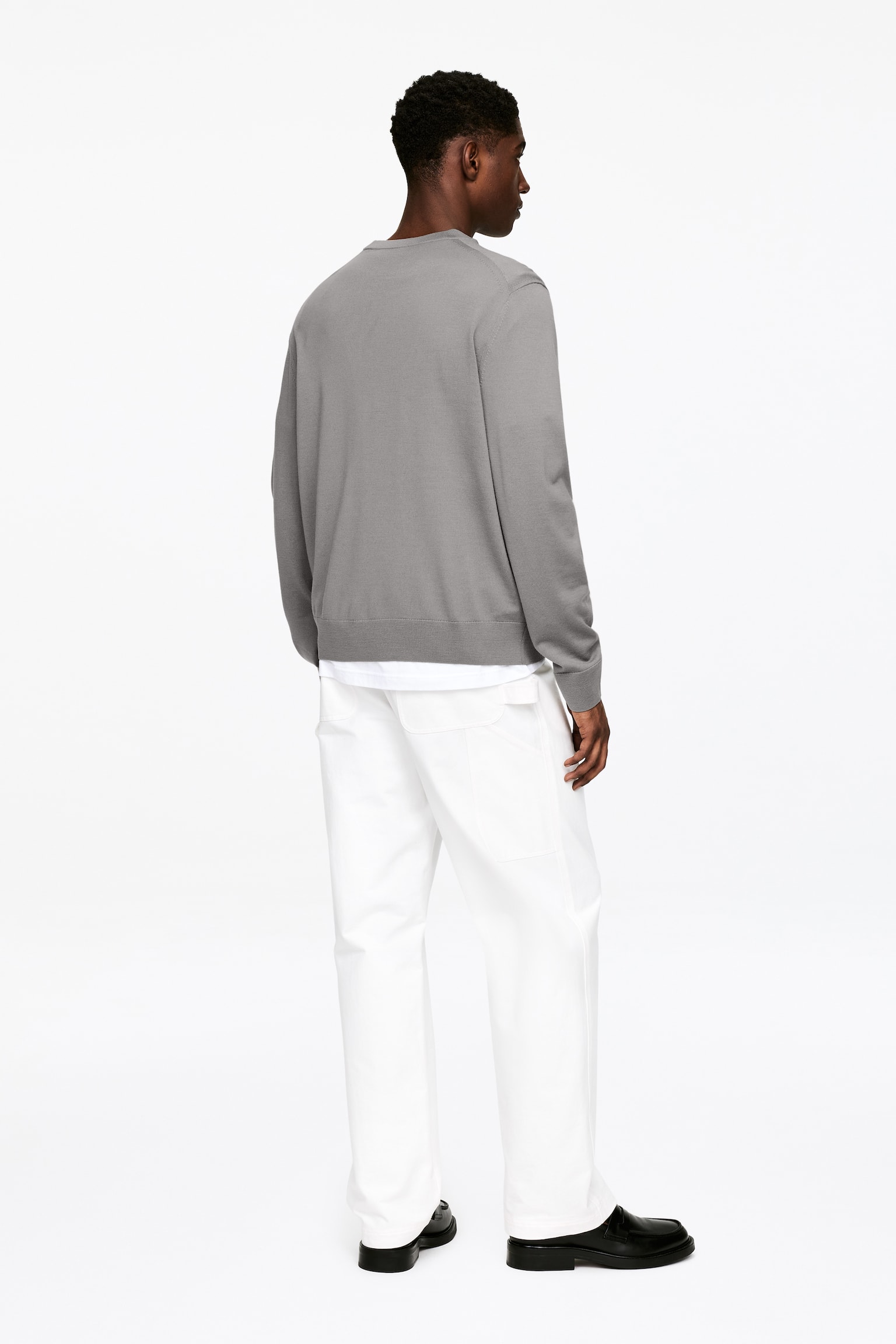 Finstickad tröja i merinoull - Mullvadsgrå/Mörkgrå/Dark Blue/Gråmelerad/Mörkgrön - 3