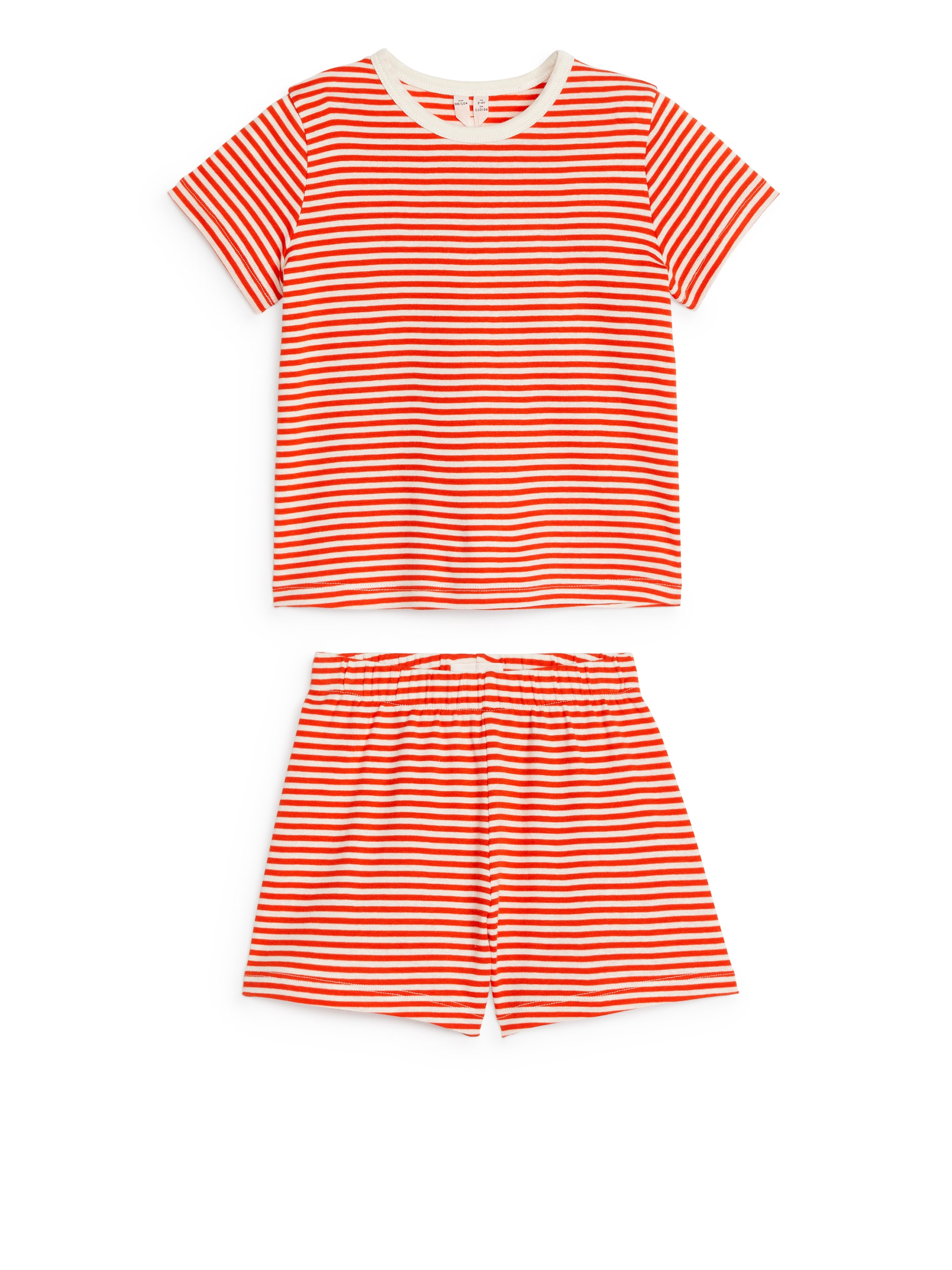 Kort pyjamas i trikå - Röd/offwhite - Children - StillMedia/DescriptiveStillLife - 1