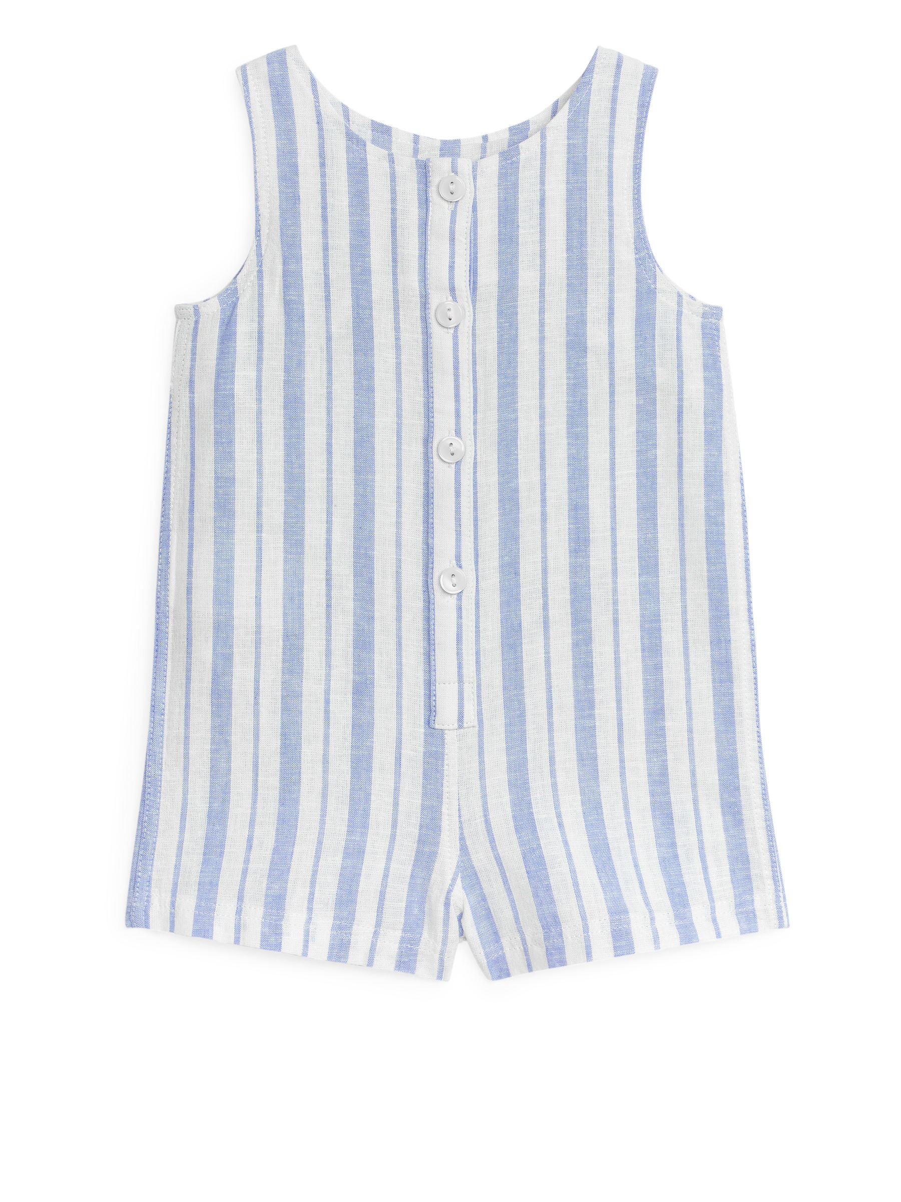 Sleeveless Cotton-Linen Romper - Blue/Stripes - Regular fit - Children - StillMedia/DescriptiveStillLife - 3