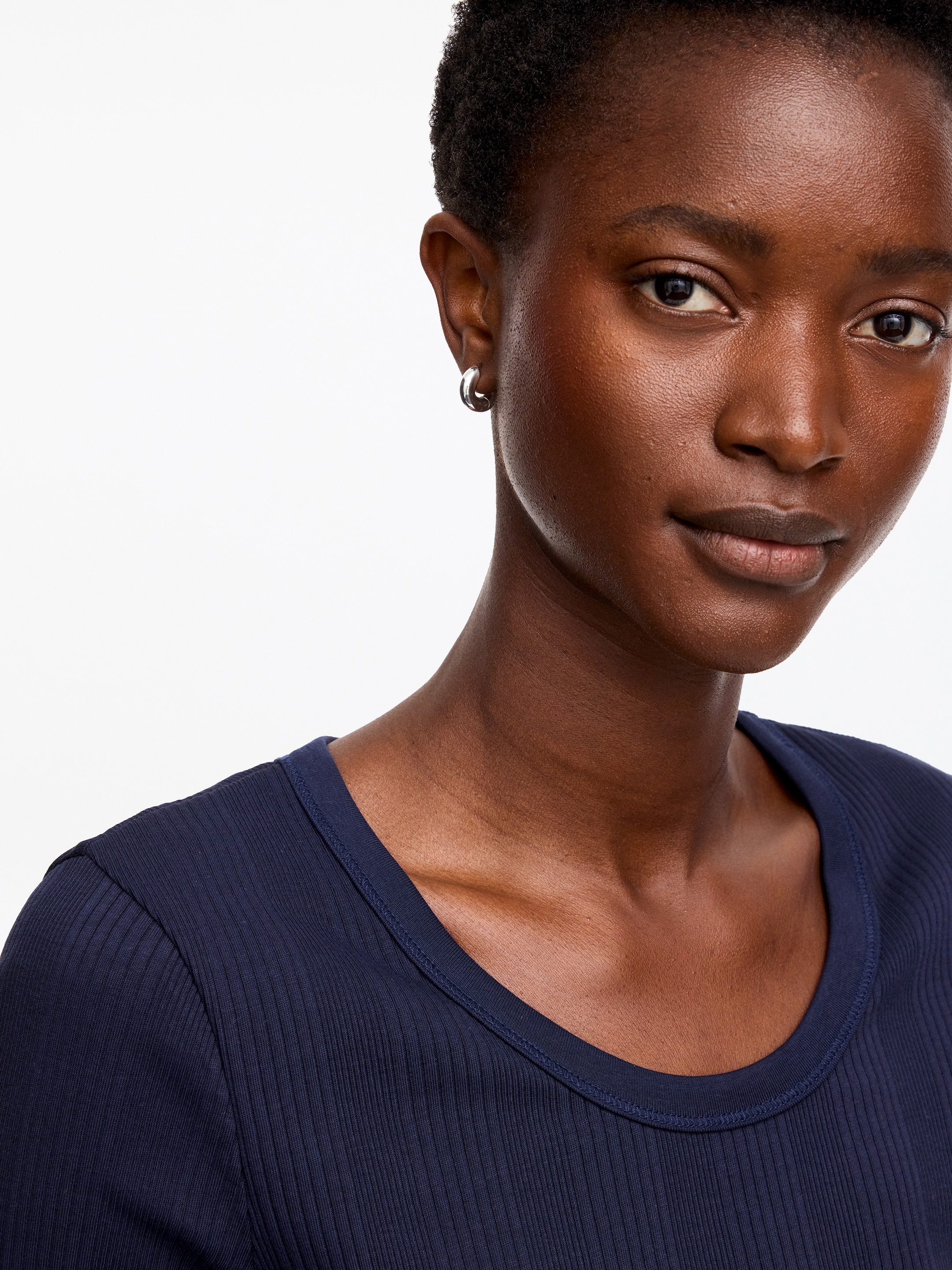 Rib T-shirt - Navy - Slim fit - Women - StillMedia/Lookbook - 5