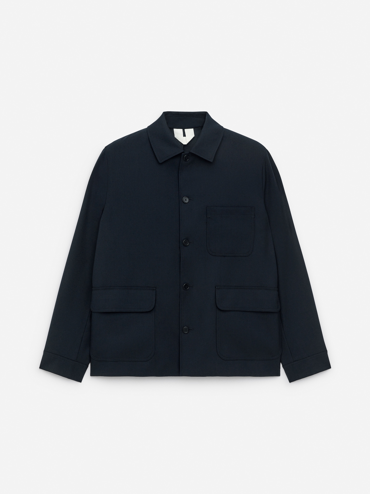 Chaqueta en tejido hopsack en mezcla de lana - Azul oscuro - 2