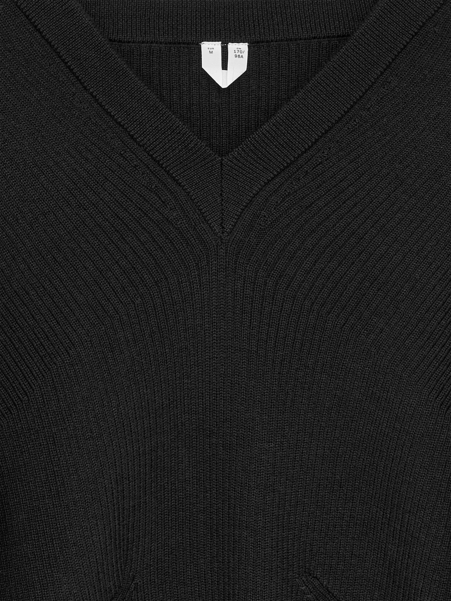 Pull à col V en laine et coton - Noir - Regular fit - Femme - StillMedia/DescriptiveDetail - 2