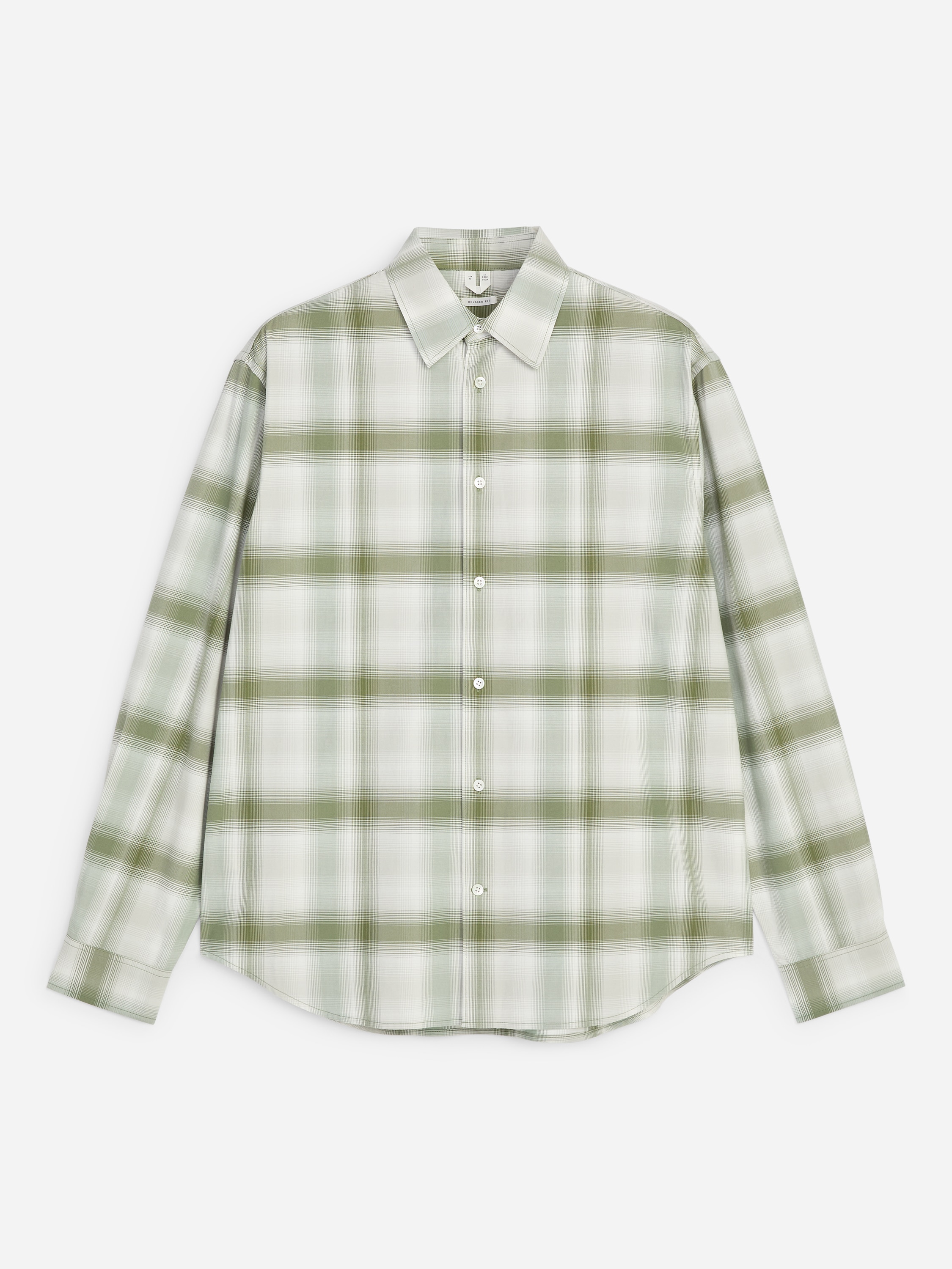 Relaxed Lyocell Cotton Shirt - Green/Off White