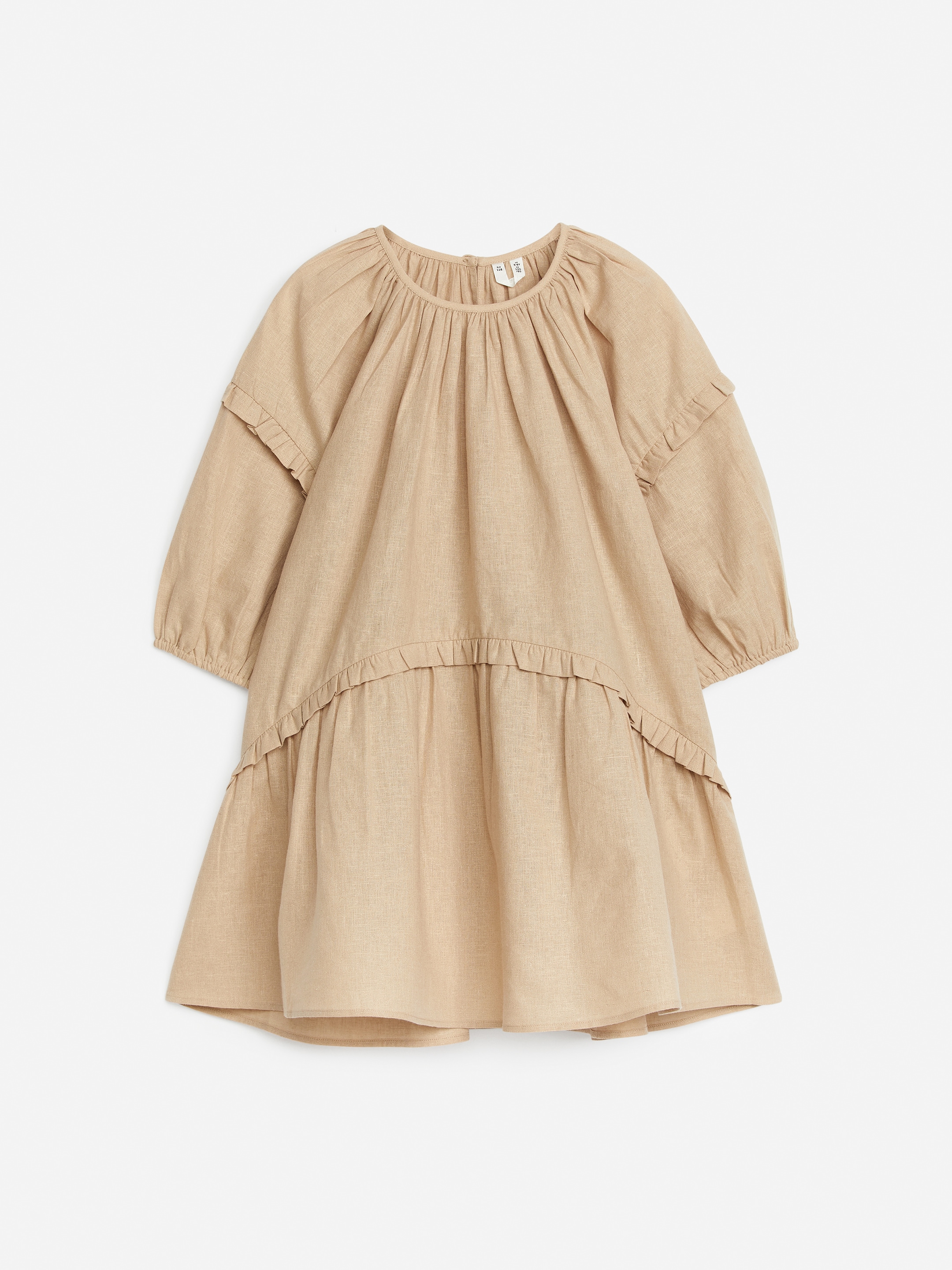 Näytä suurempi kuva: Röyhelöinen pellavasekoitemekko - Beige - Kids | H&M FI 1