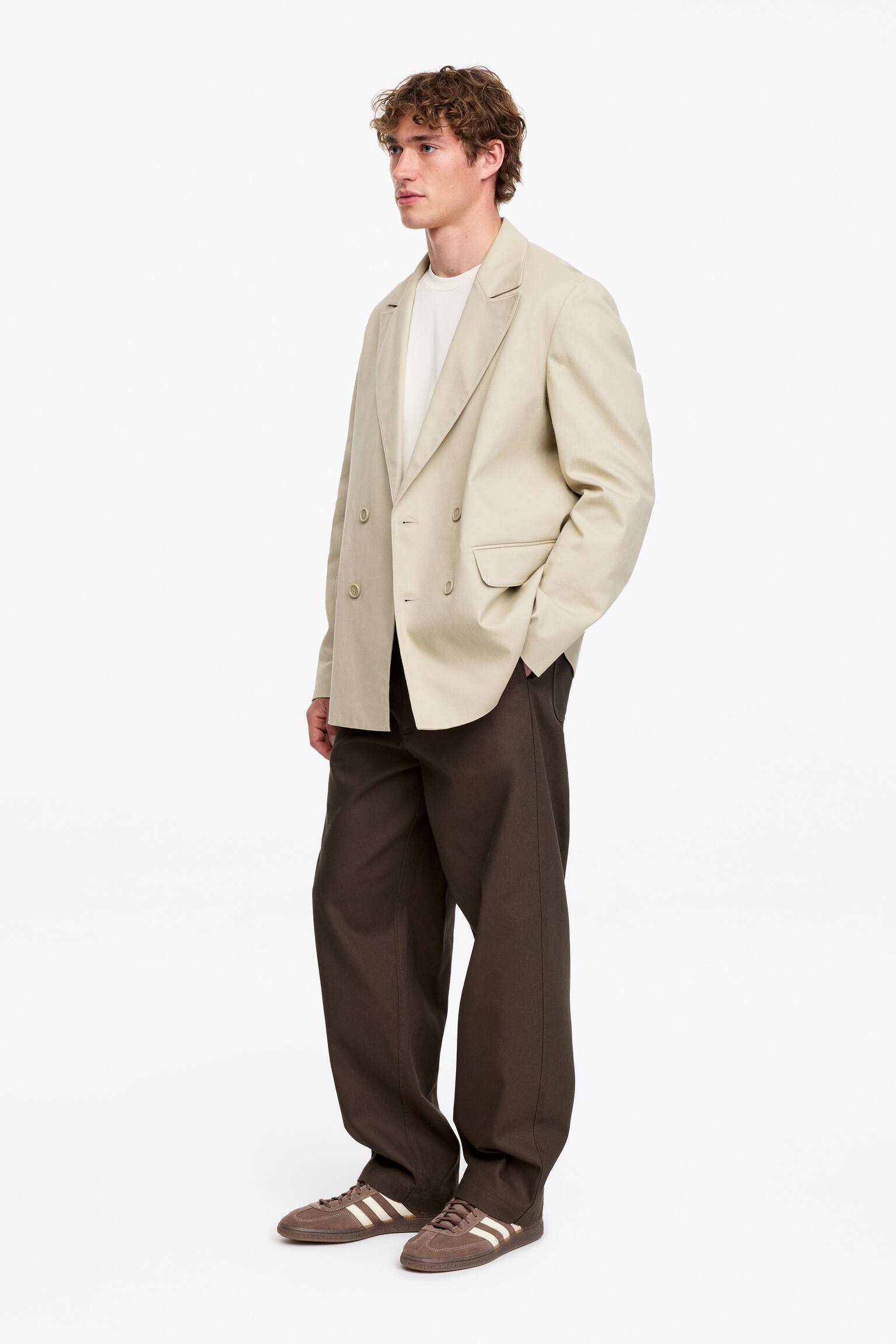 Dwurzędowa marynarka-Jasnobrązowy - 8