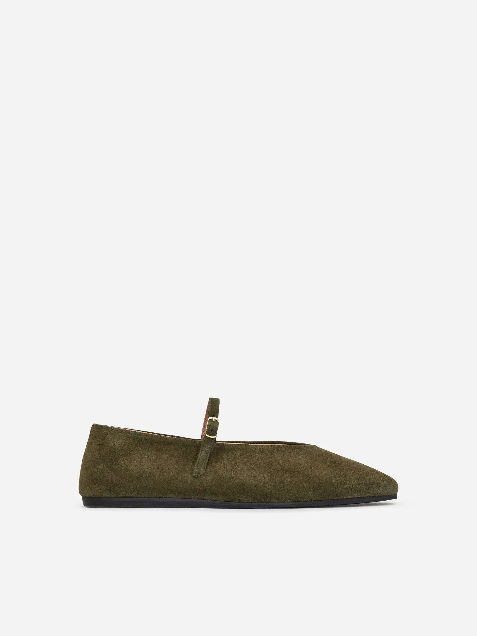 Mary Janes aus Veloursleder - Khaki