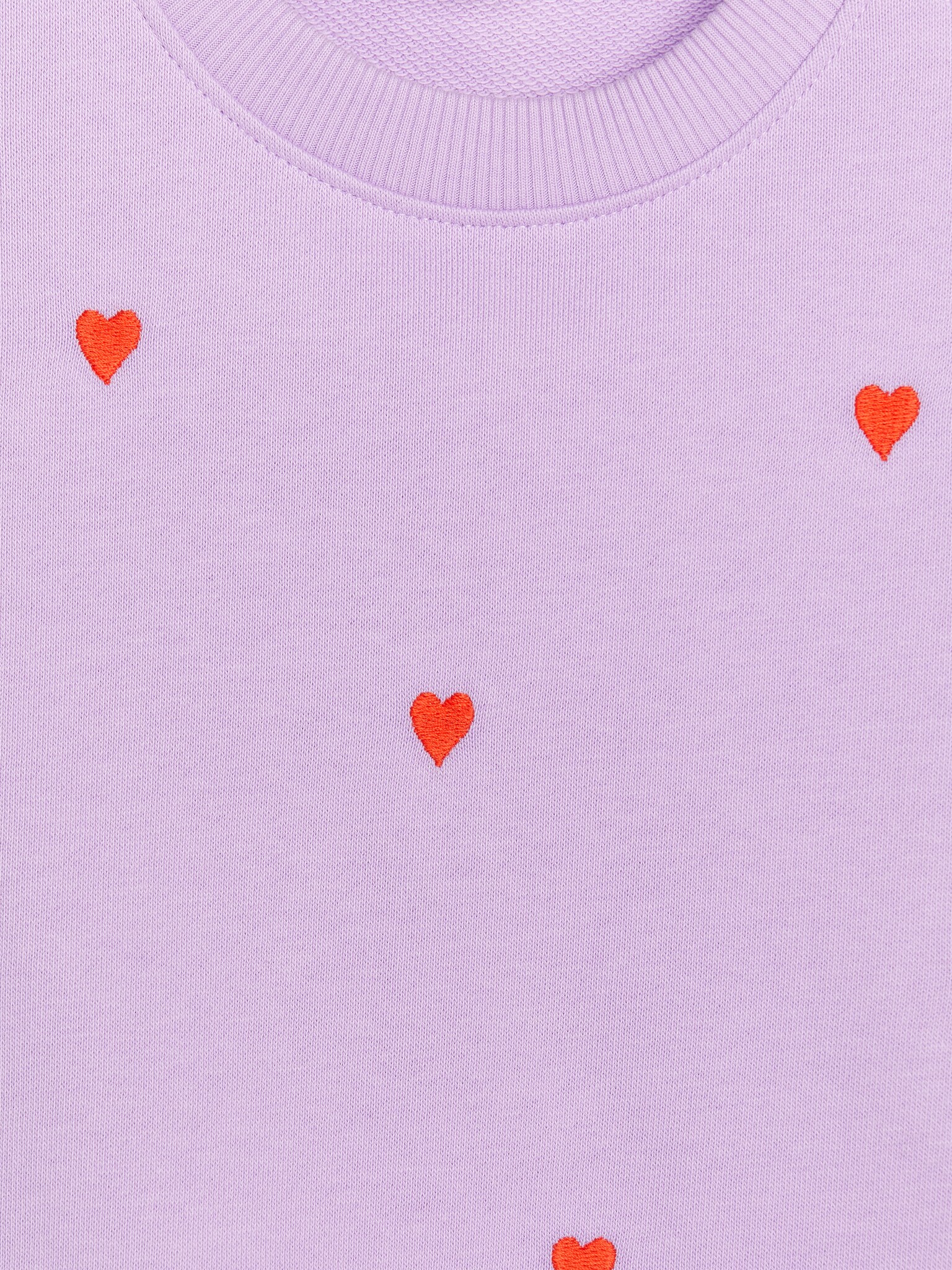 Baumwoll-Sweatshirt mit Stickerei - Flieder/Herzen - 3