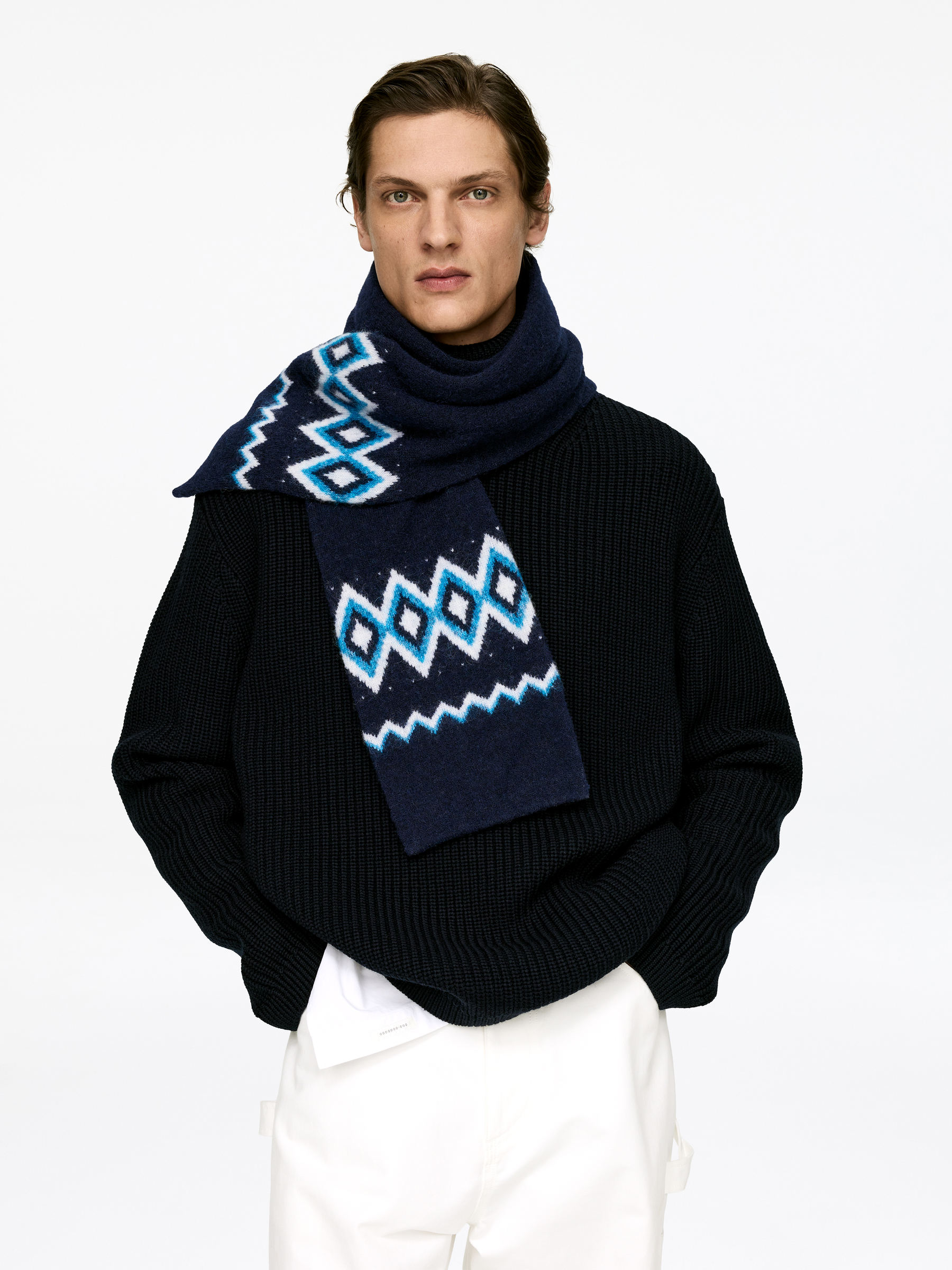 Wool-Alpaca Blend Scarf - Blue - Men - StillMedia/Lookbook - 3