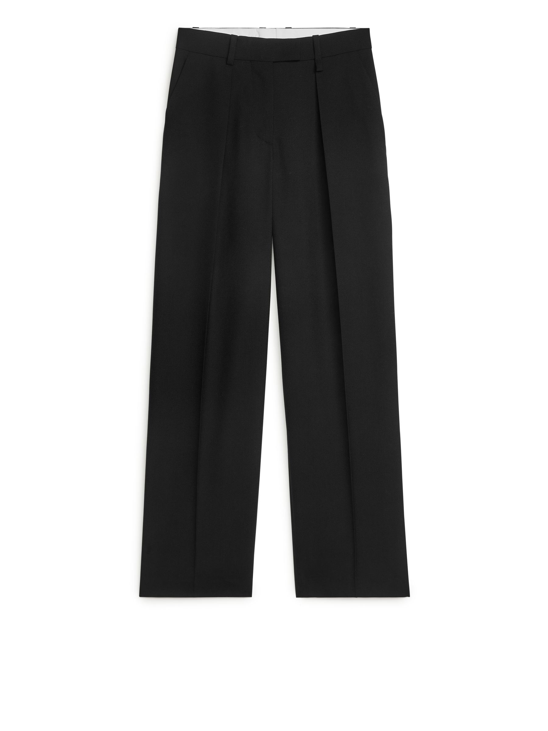 Hopsack Wool Trousers - Black - Loose fit - Women - StillMedia/DescriptiveStillLife - 1