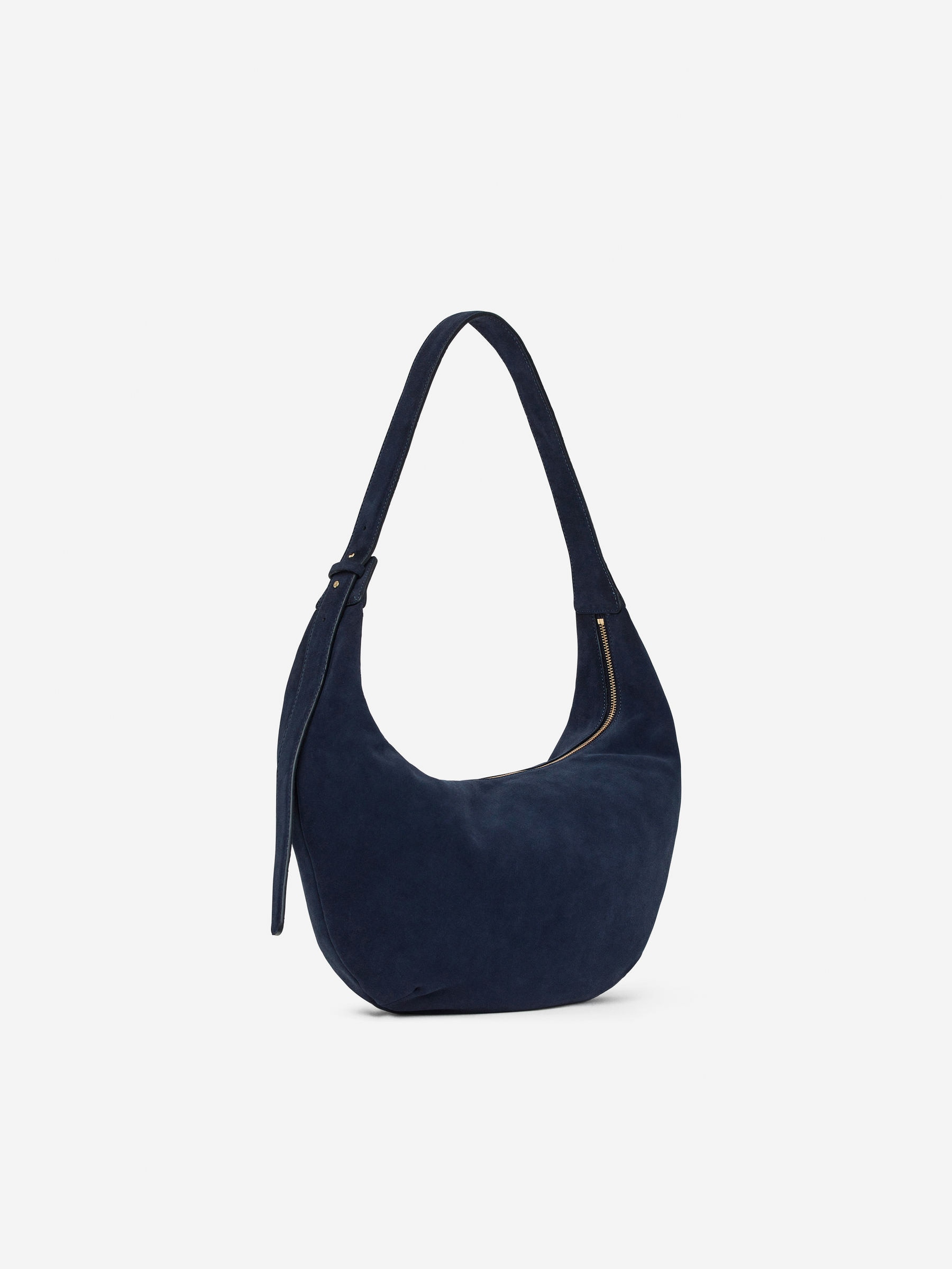 Curved Split Suede Bag - Dark Blue - Women - StillMedia/DescriptiveStillLife - 10