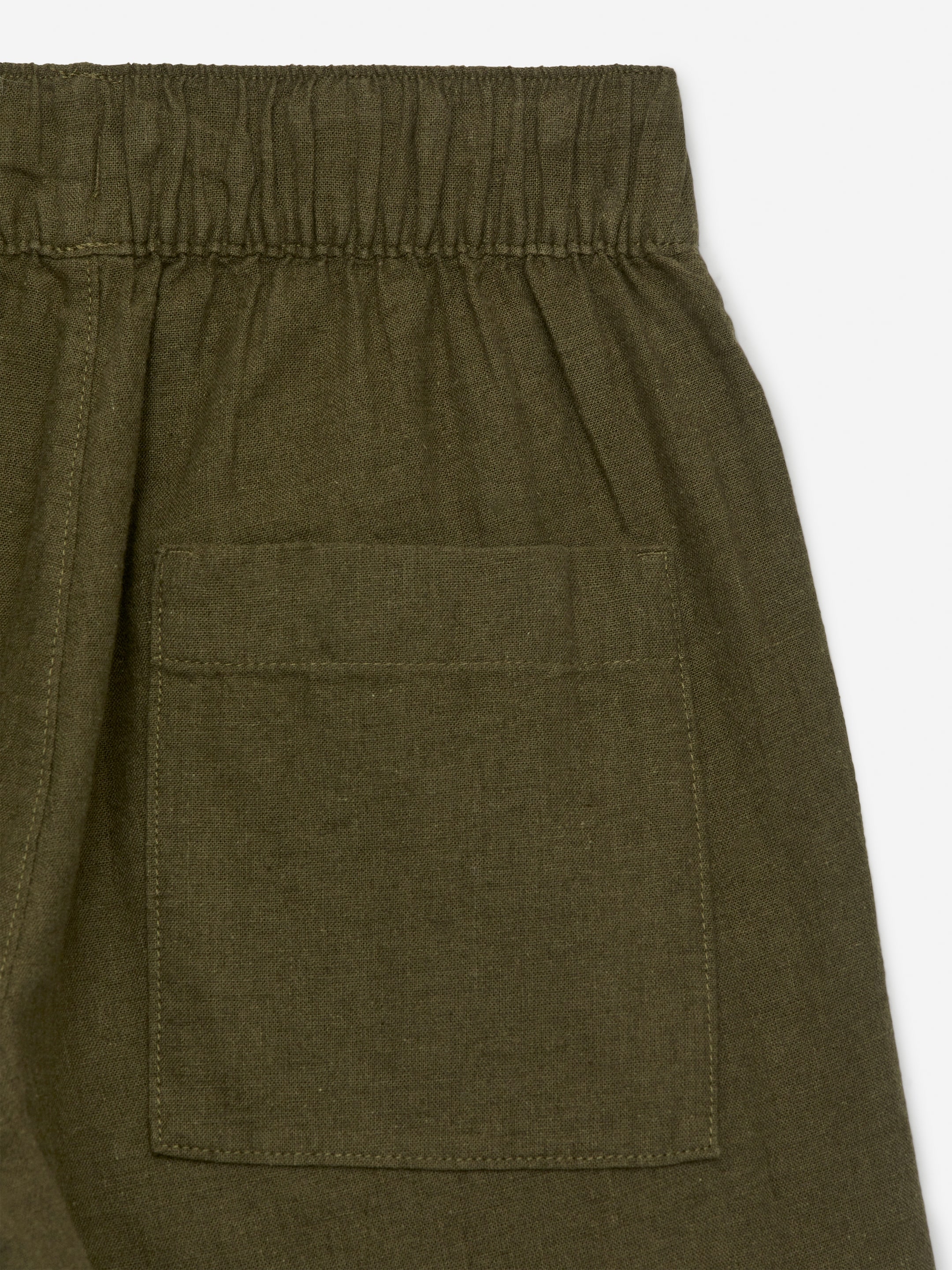 Linen-Cotton Trousers - Khaki Green - Relaxed fit - Children - StillMedia/DescriptiveDetail - 1