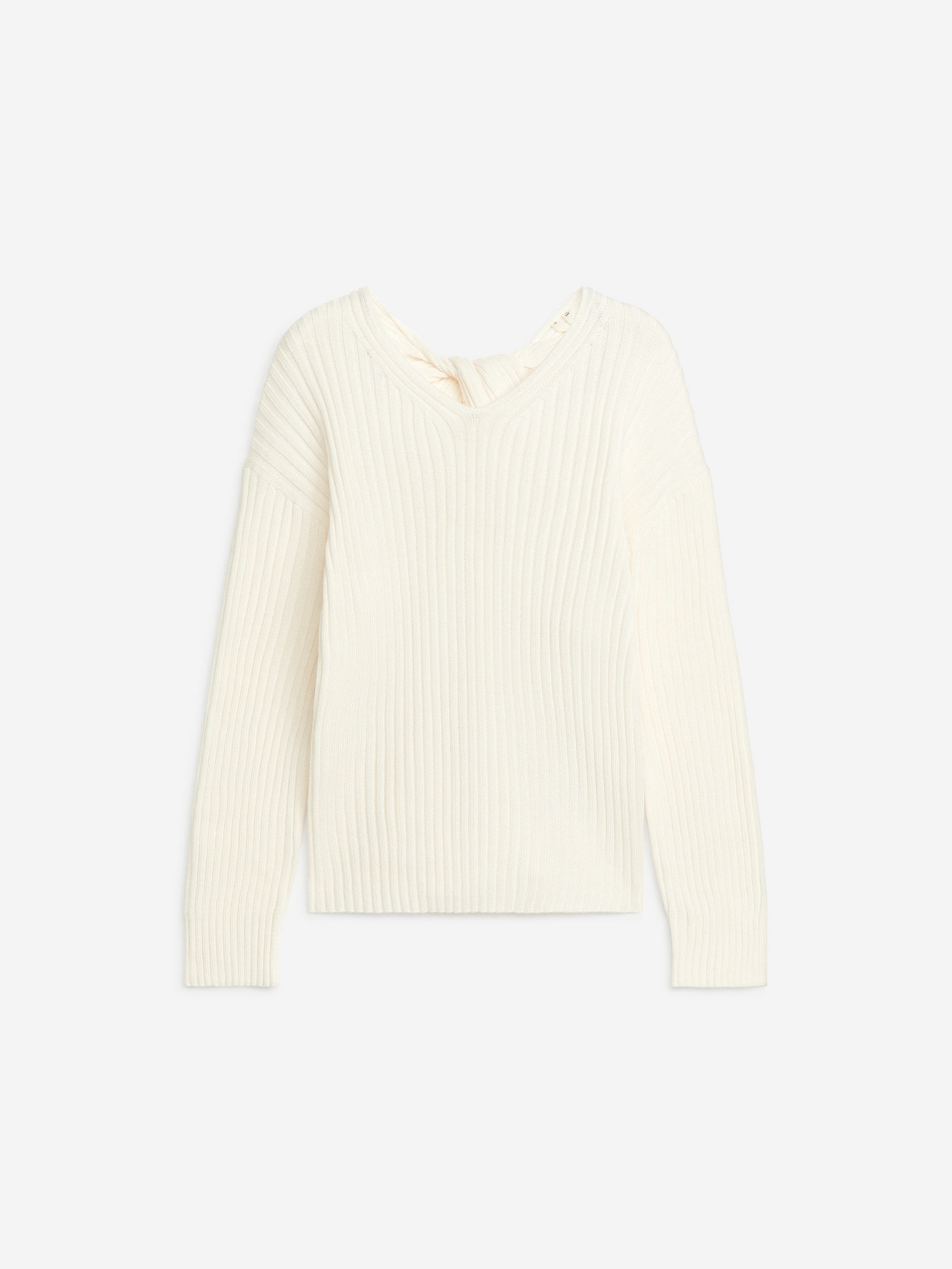 Twisted Cotton Jumper-White-7327