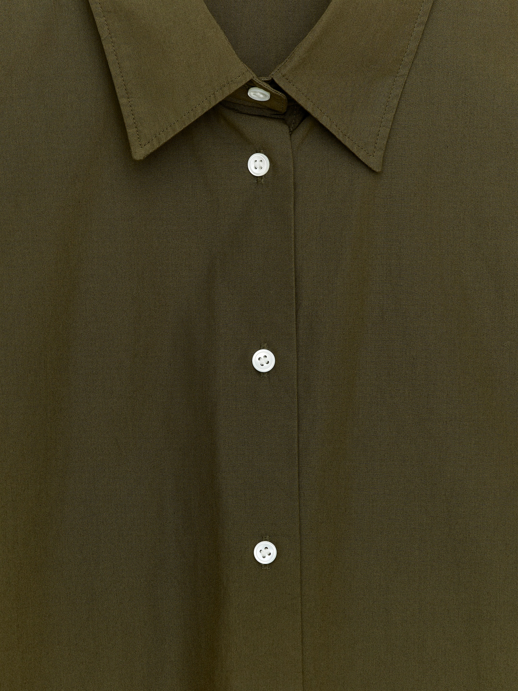 Cotton Poplin Shirt - Khaki Green - Relaxed fit - Women - StillMedia/DescriptiveDetail - 2