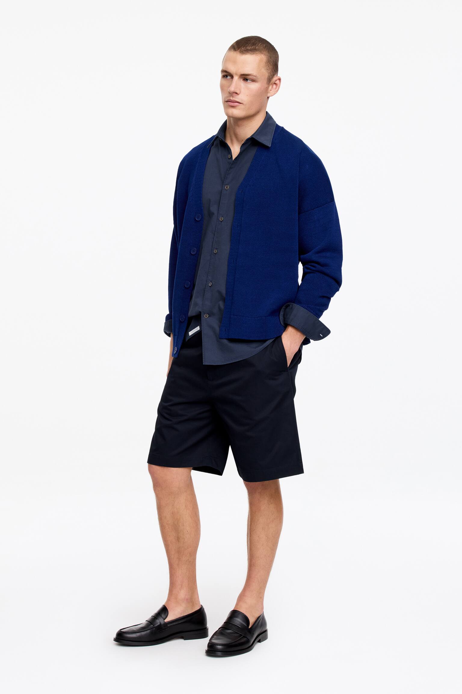 Poplinskjorta i lyocell och bomull - Mörkblå/Ljusblå - 5