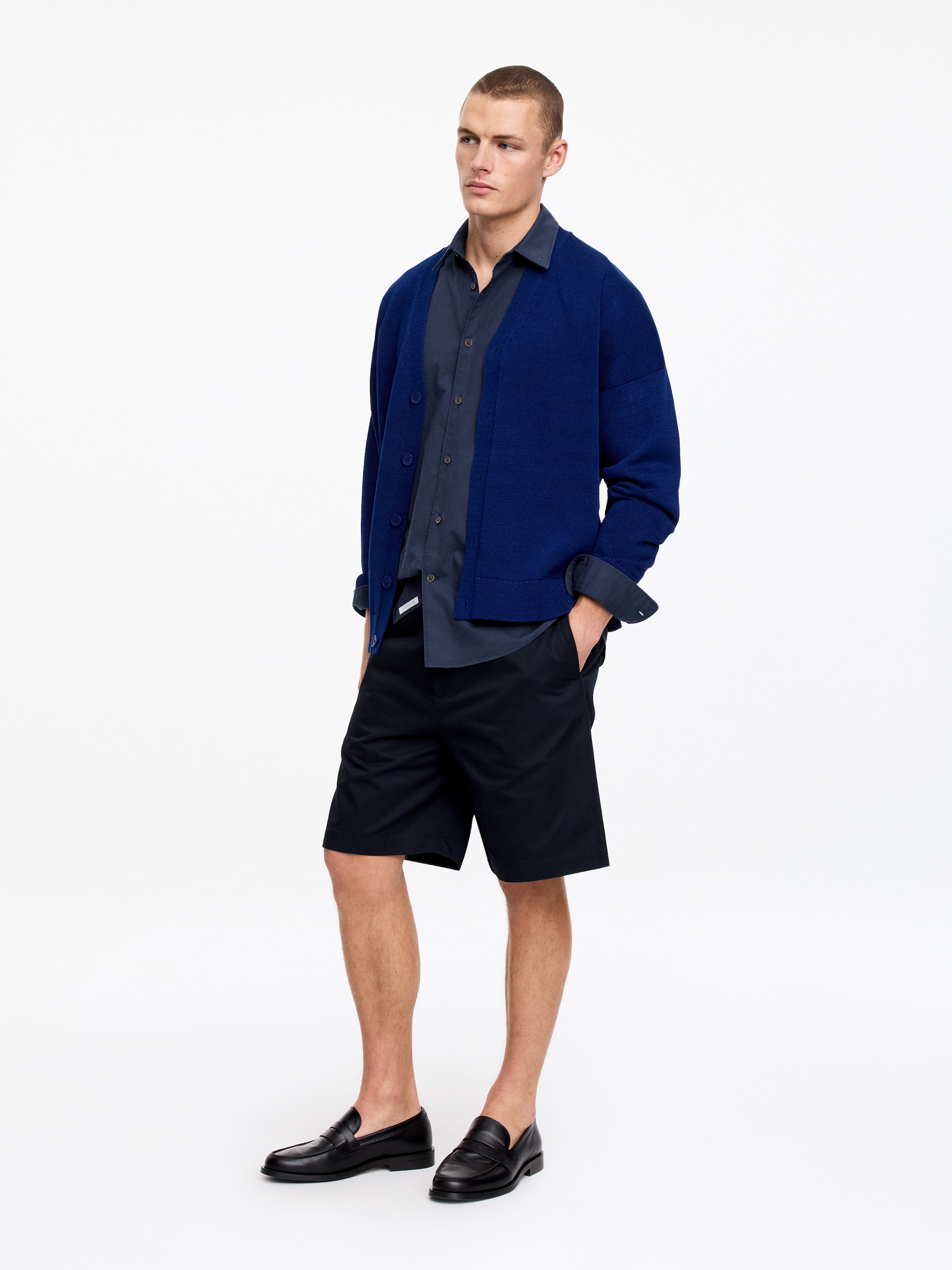 Regular Cotton Lyocell Shirt - Dark Blue - Regular fit - Men - StillMedia/Lookbook - 3