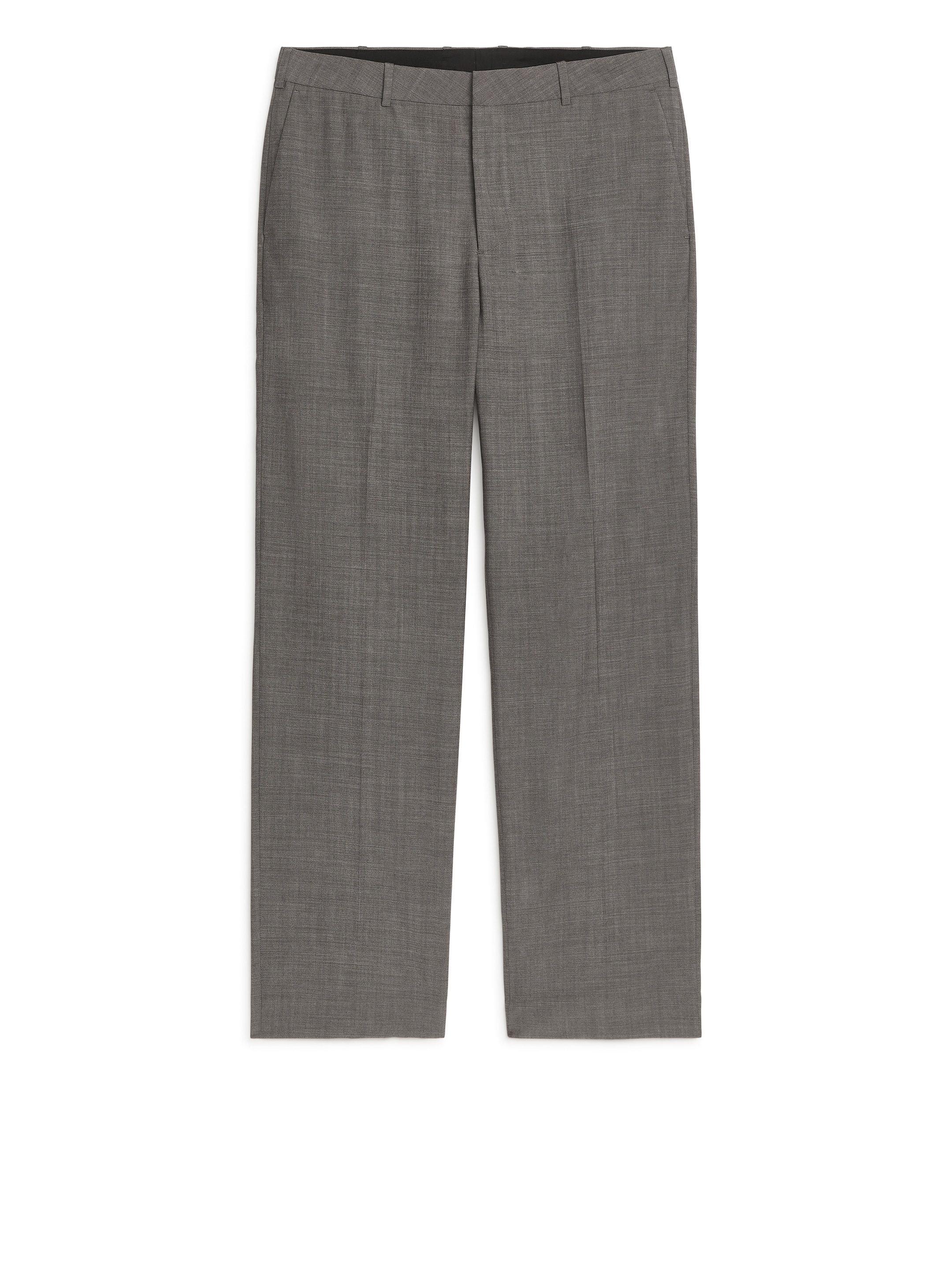 Straight Wool Trousers-#828282-7796