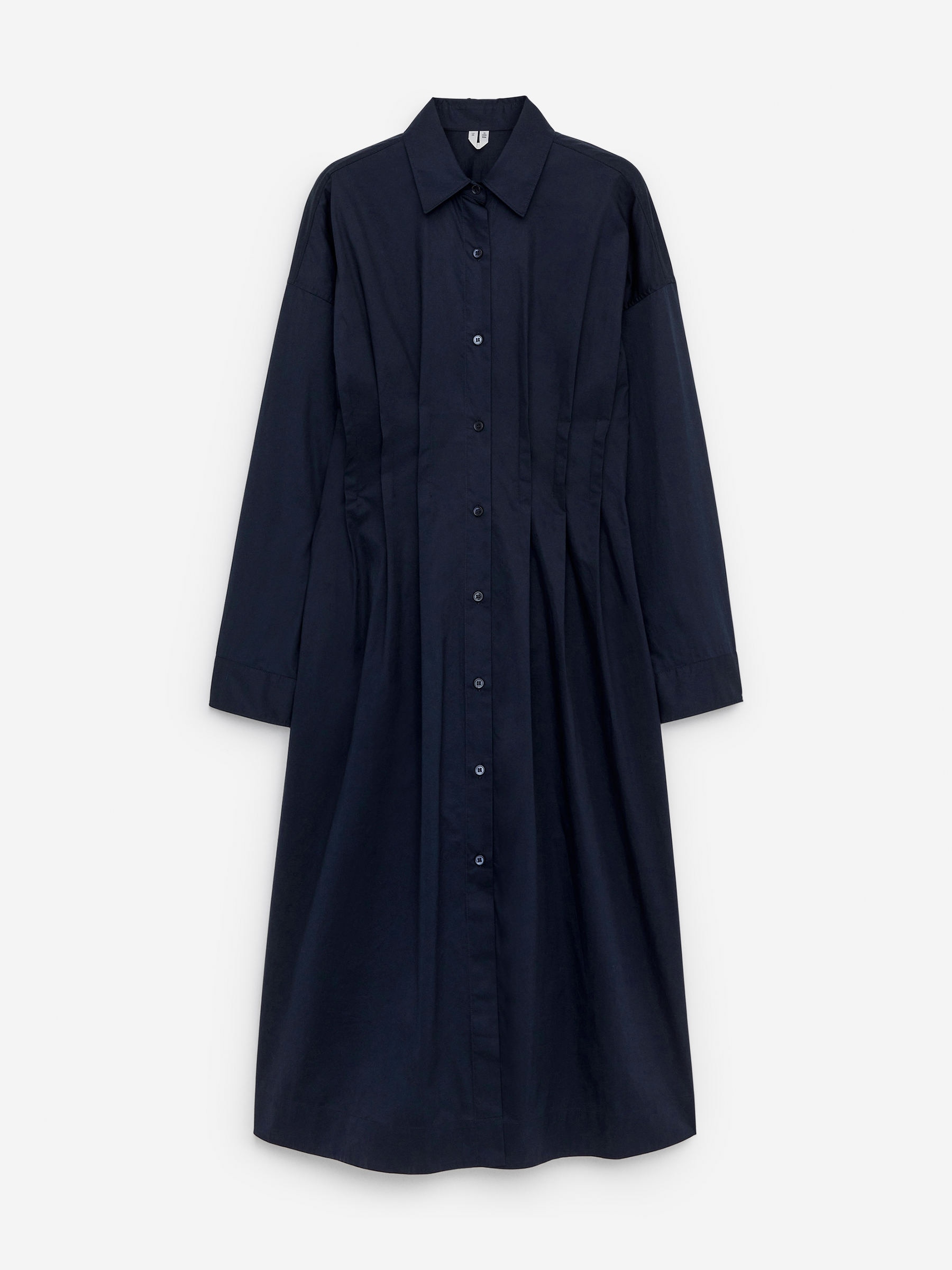 Pleated Shirt Dress-Blue-16051