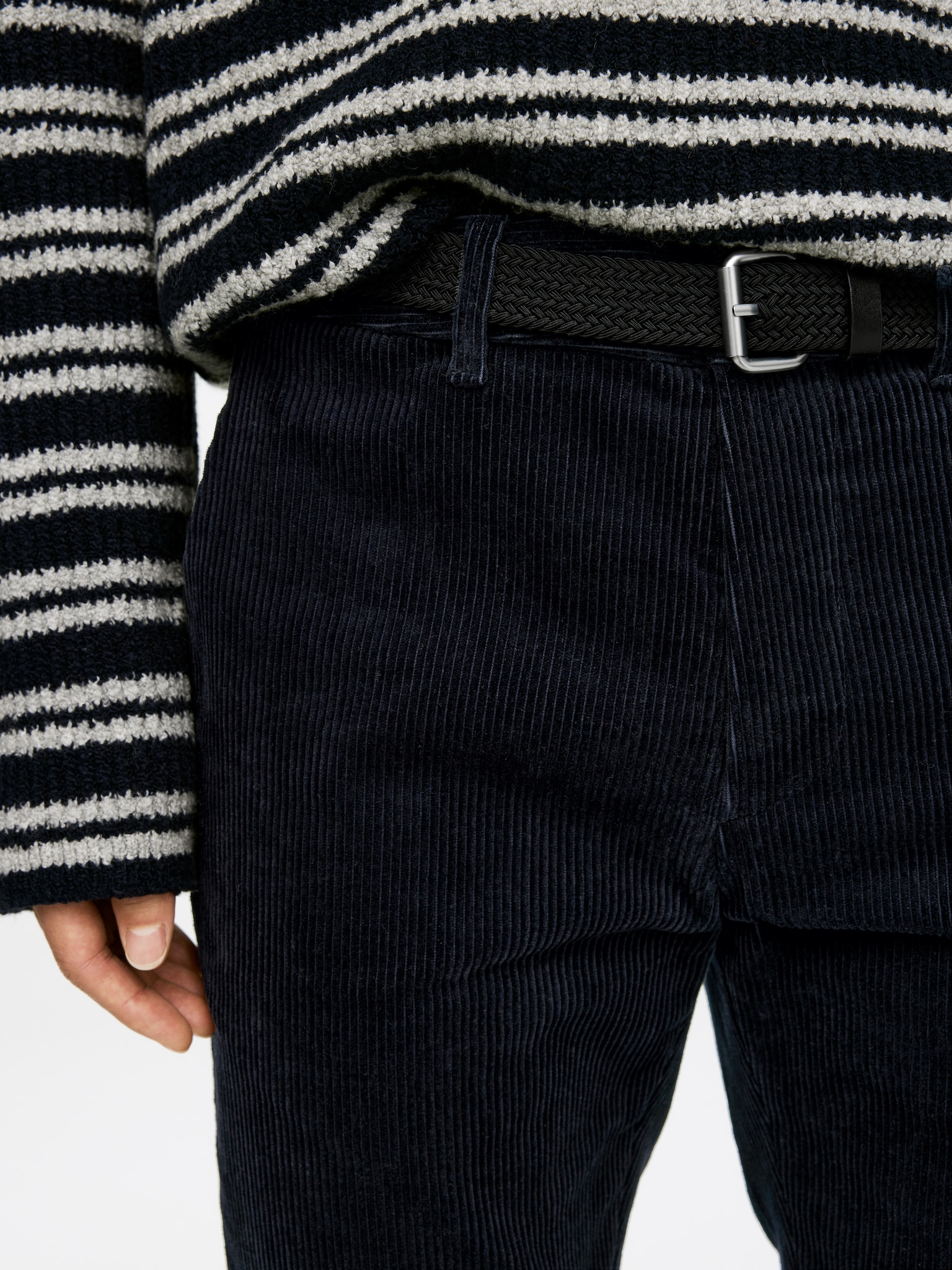 Straigh-Fit Corduroy Chinos - Dark Blue/Dark Beige - 4
