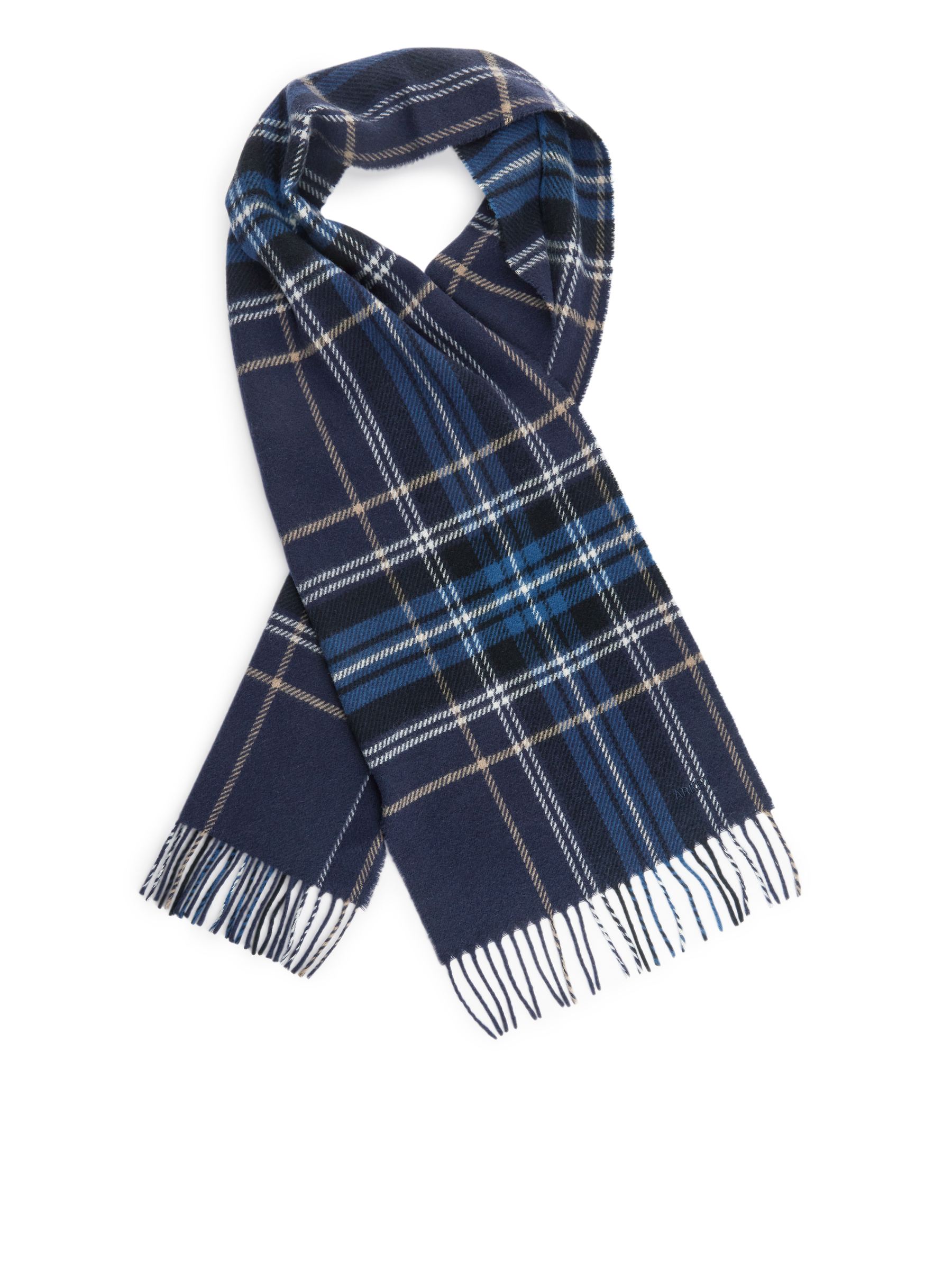 Checked Wool Scarf - Dark Blue - Men - StillMedia/DescriptiveStillLife - 1