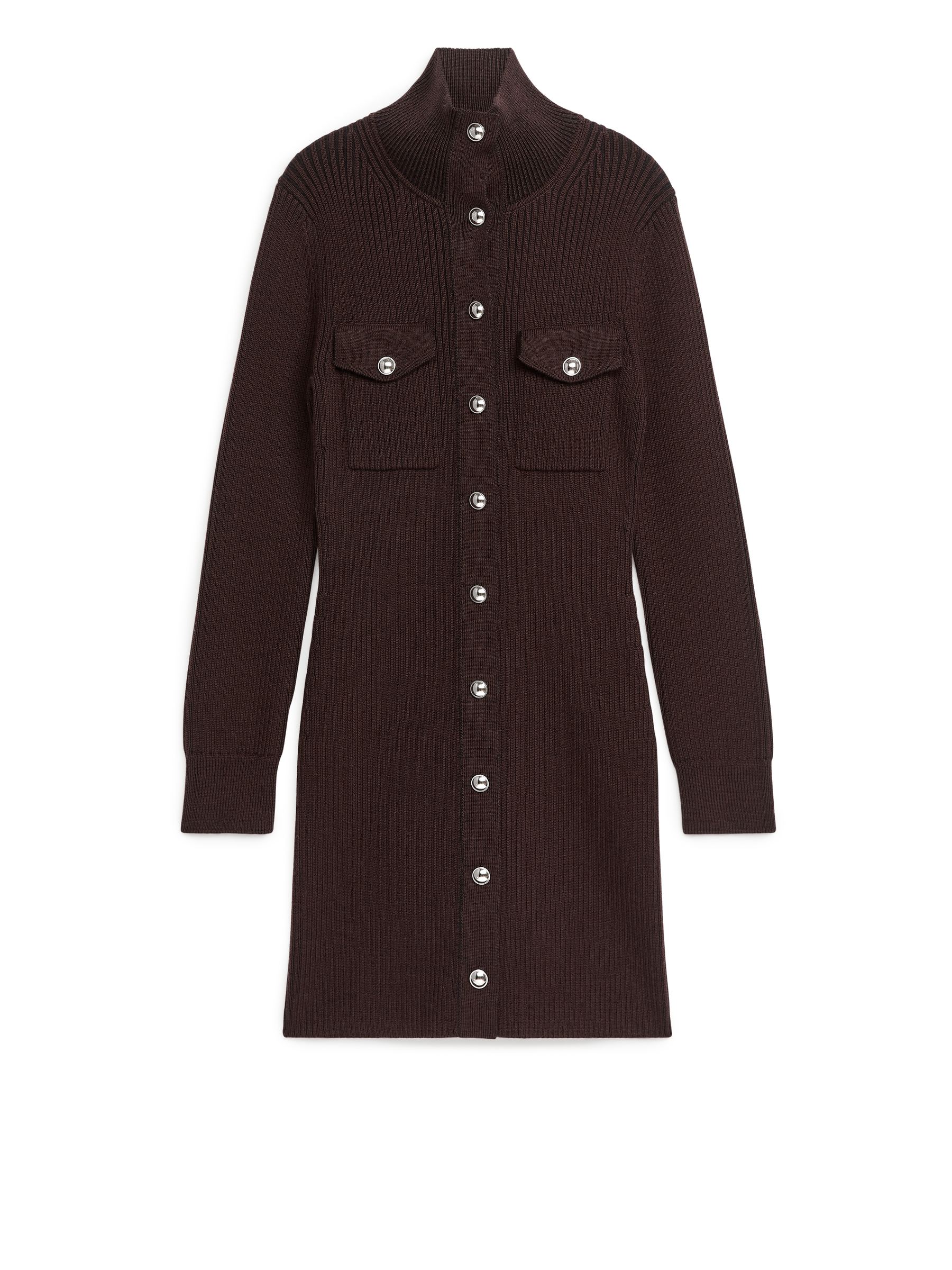 Vestido de punto de lana y algodón - Marrón oscuro - Corte estándar - Women - StillMedia/DescriptiveStillLife - 1