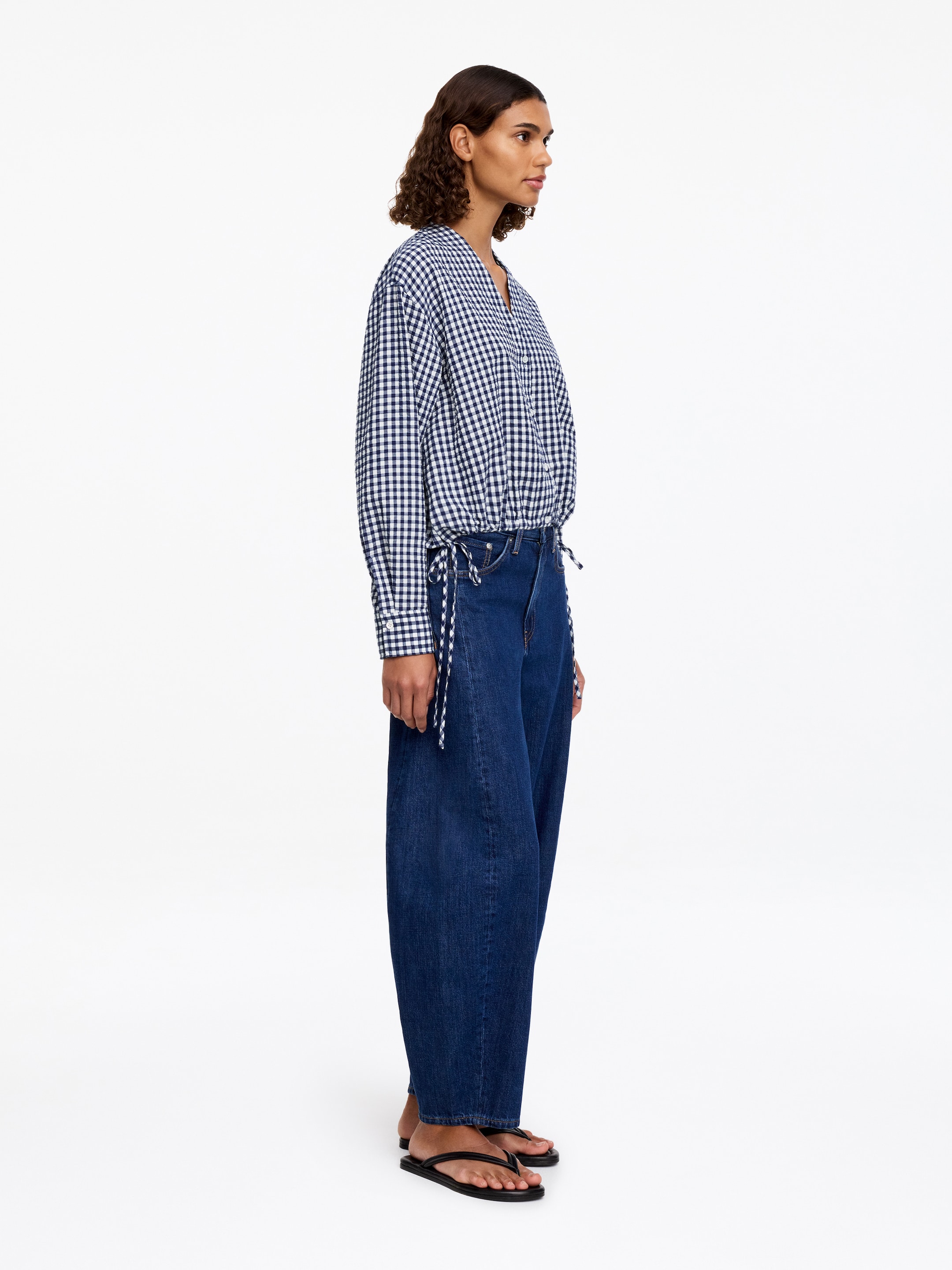 Seersucker Top - Blue/White - Regular fit - Women - StillMedia/Lookbook - 8