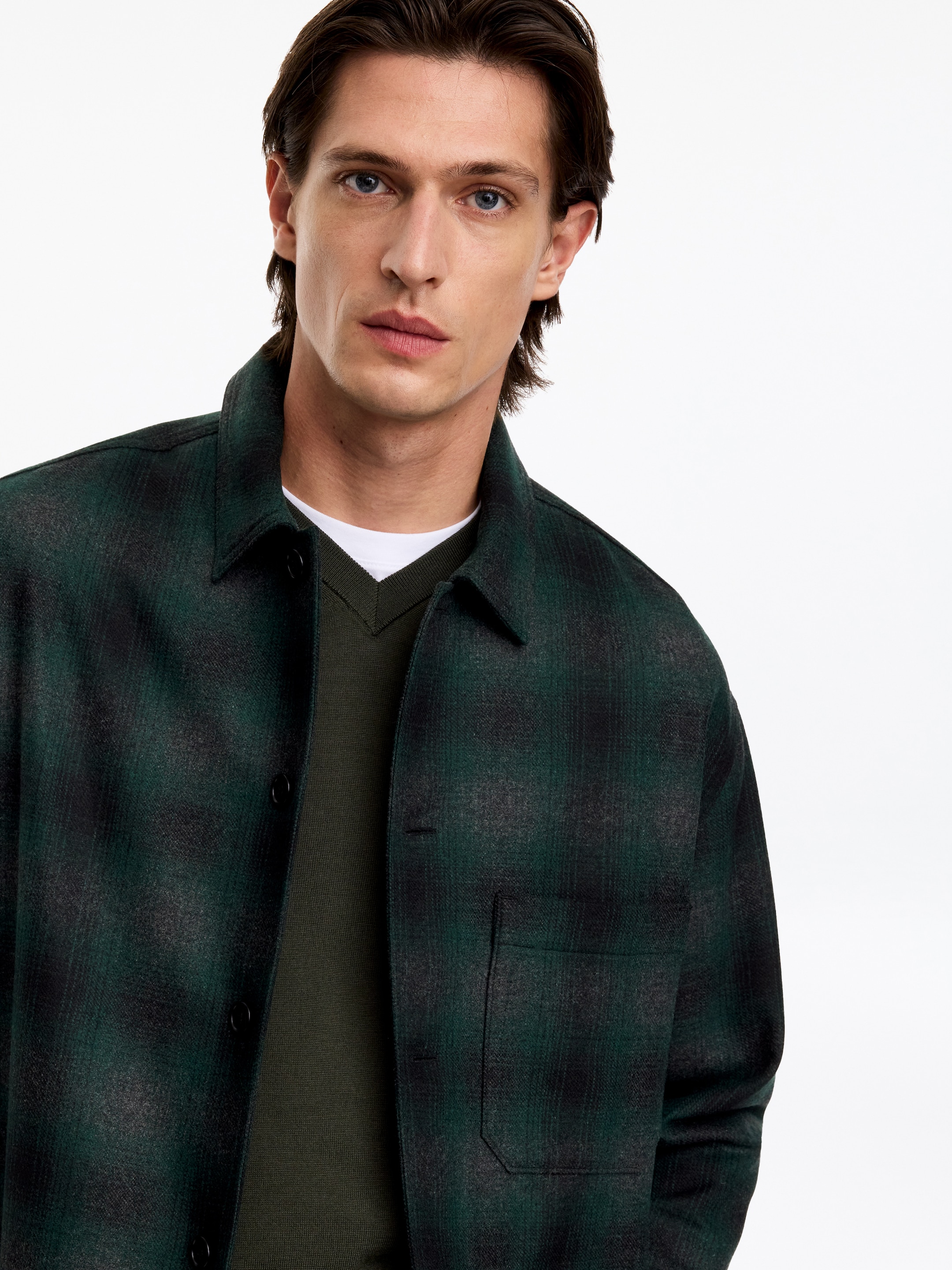 Overshirt in misto lana vestibilità rilassata - Verde/Motivo a quadri - Relaxed fit - men - StillMedia/Lookbook - 5