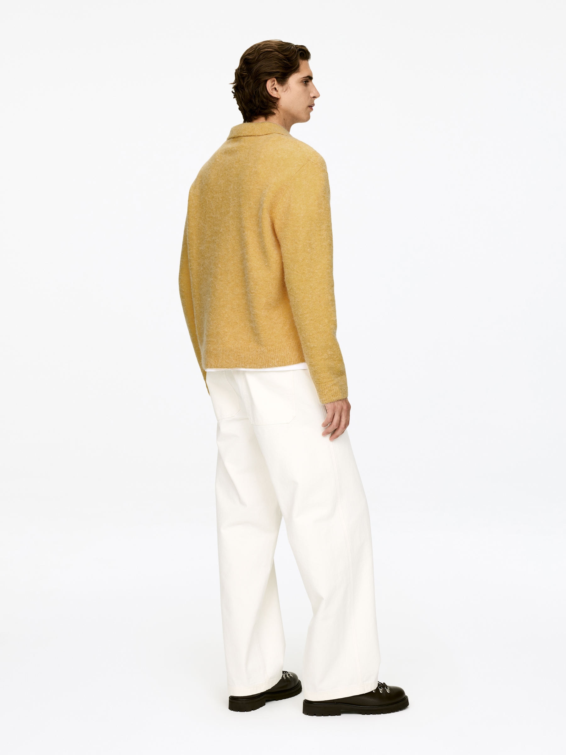 Polo en mélange de laine et d'alpaga - Jaune - Loose fit - Homme - StillMedia/Lookbook - 3