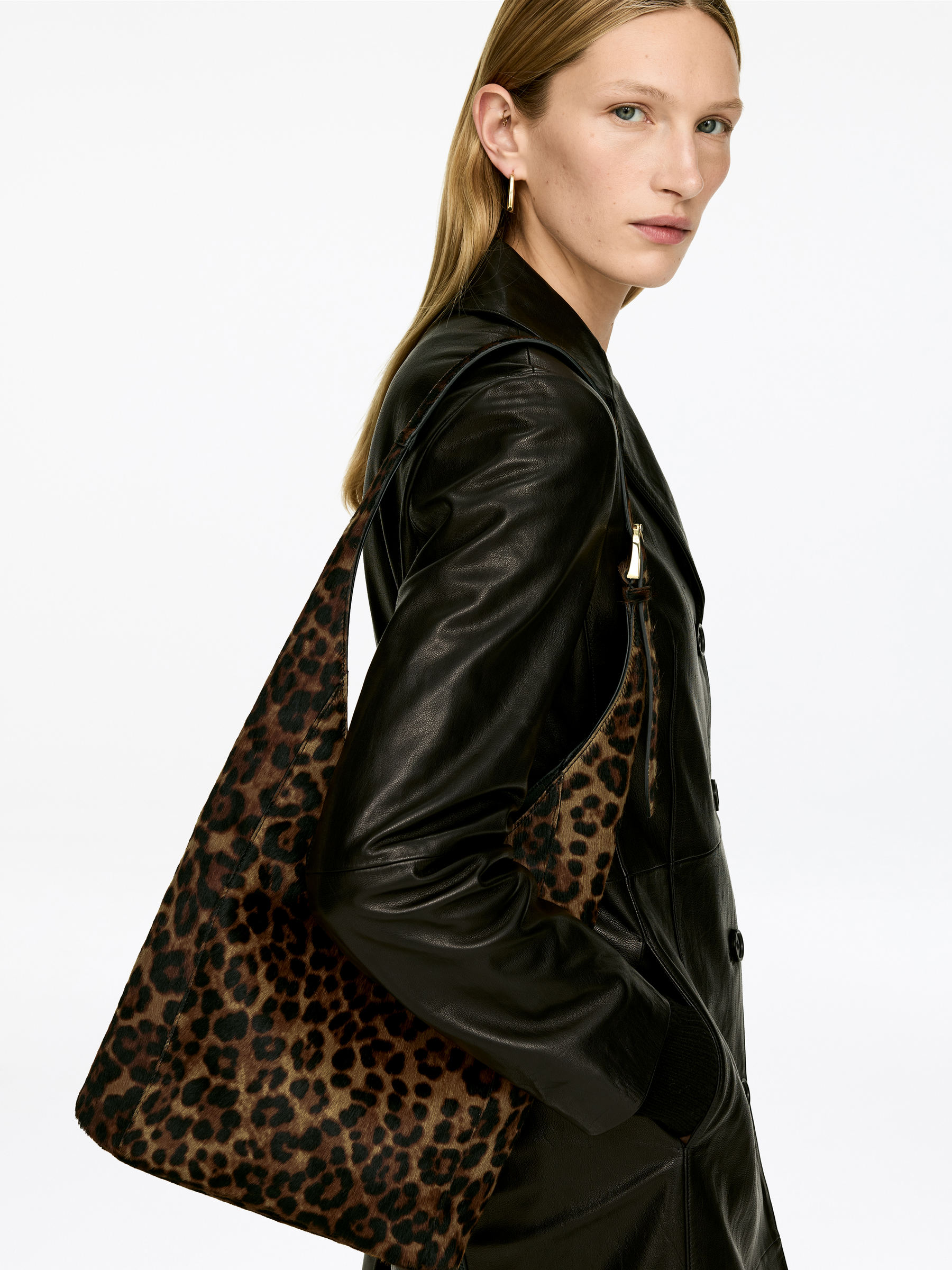 Sac cabas en cuir effet crin - Marron/Noir - Femme - StillMedia/Lookbook - 9