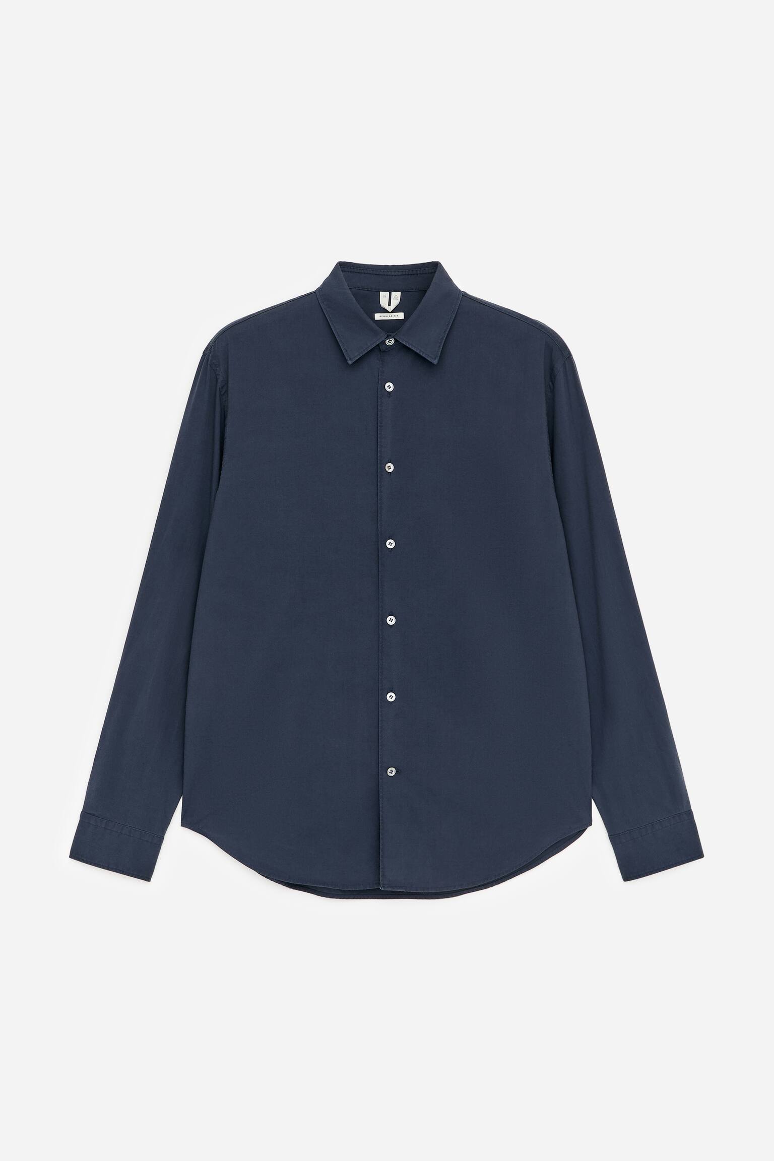 Poplinskjorta i lyocell och bomull - Mörkblå/Ljusblå - 2