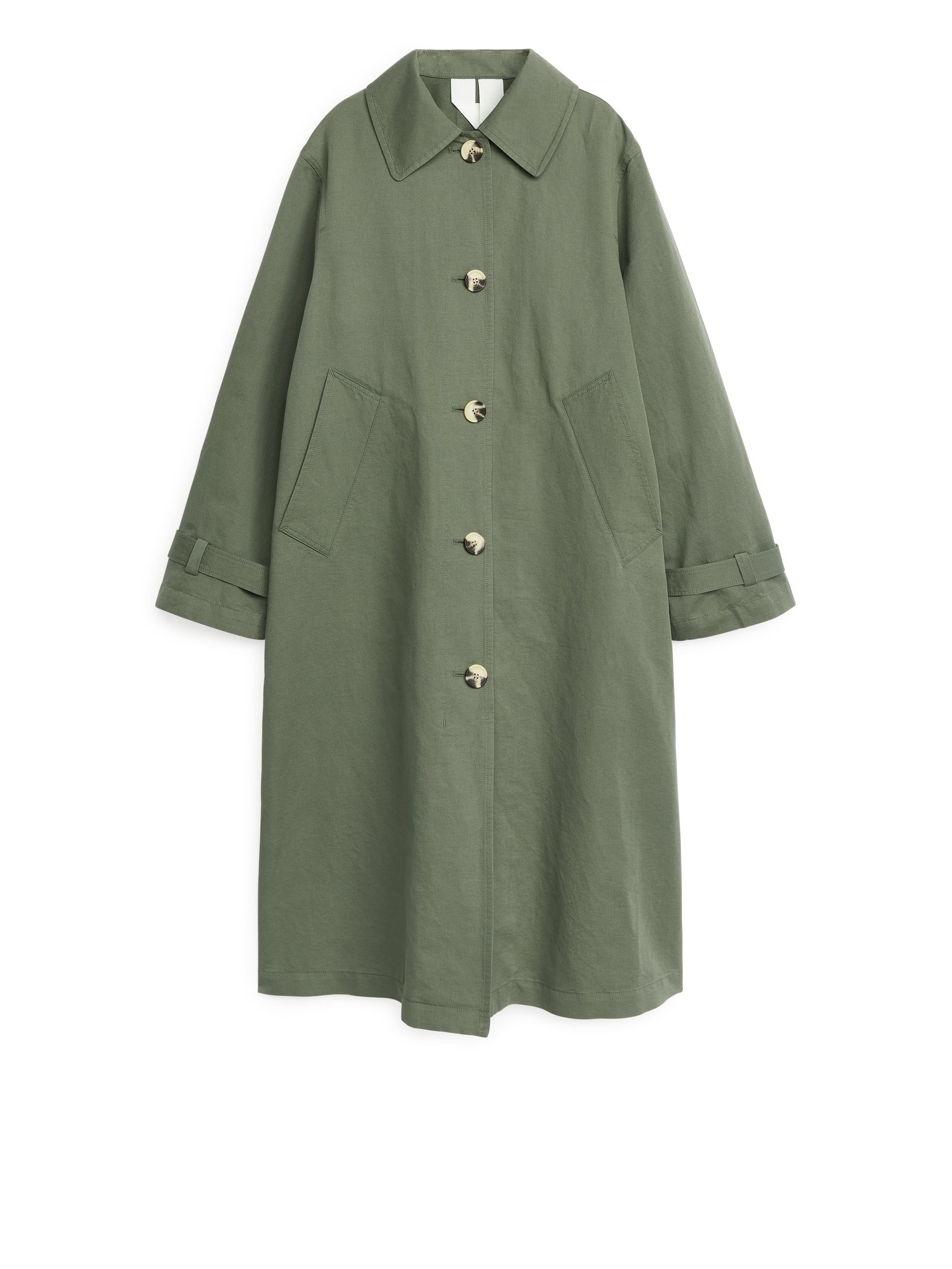 Cotton Linen Coat - Khaki Green - Loose fit - Women - StillMedia/DescriptiveStillLife - 1
