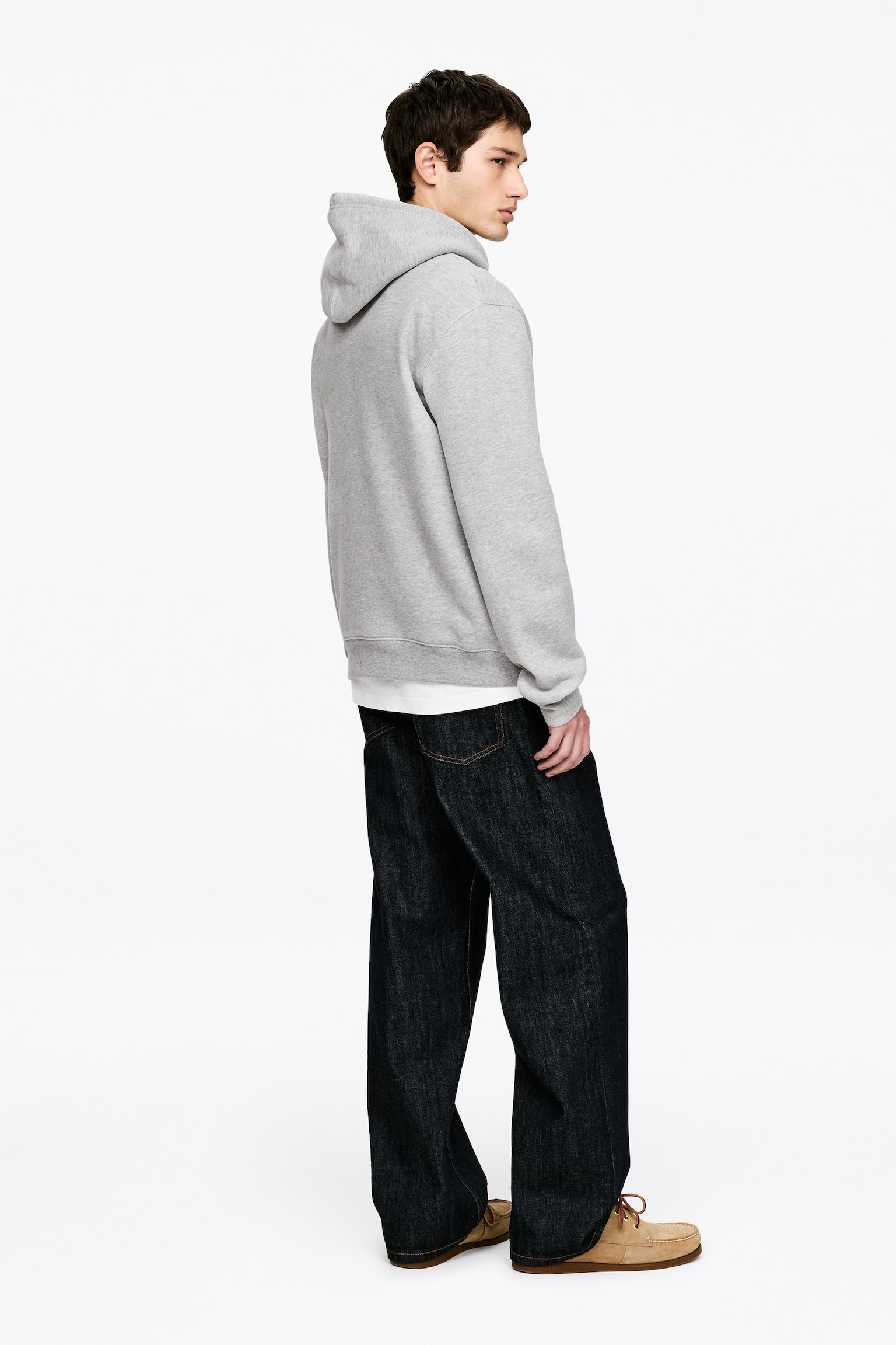 Sweat à capuche - Gris chiné/Bleu foncé/Rouge - 3