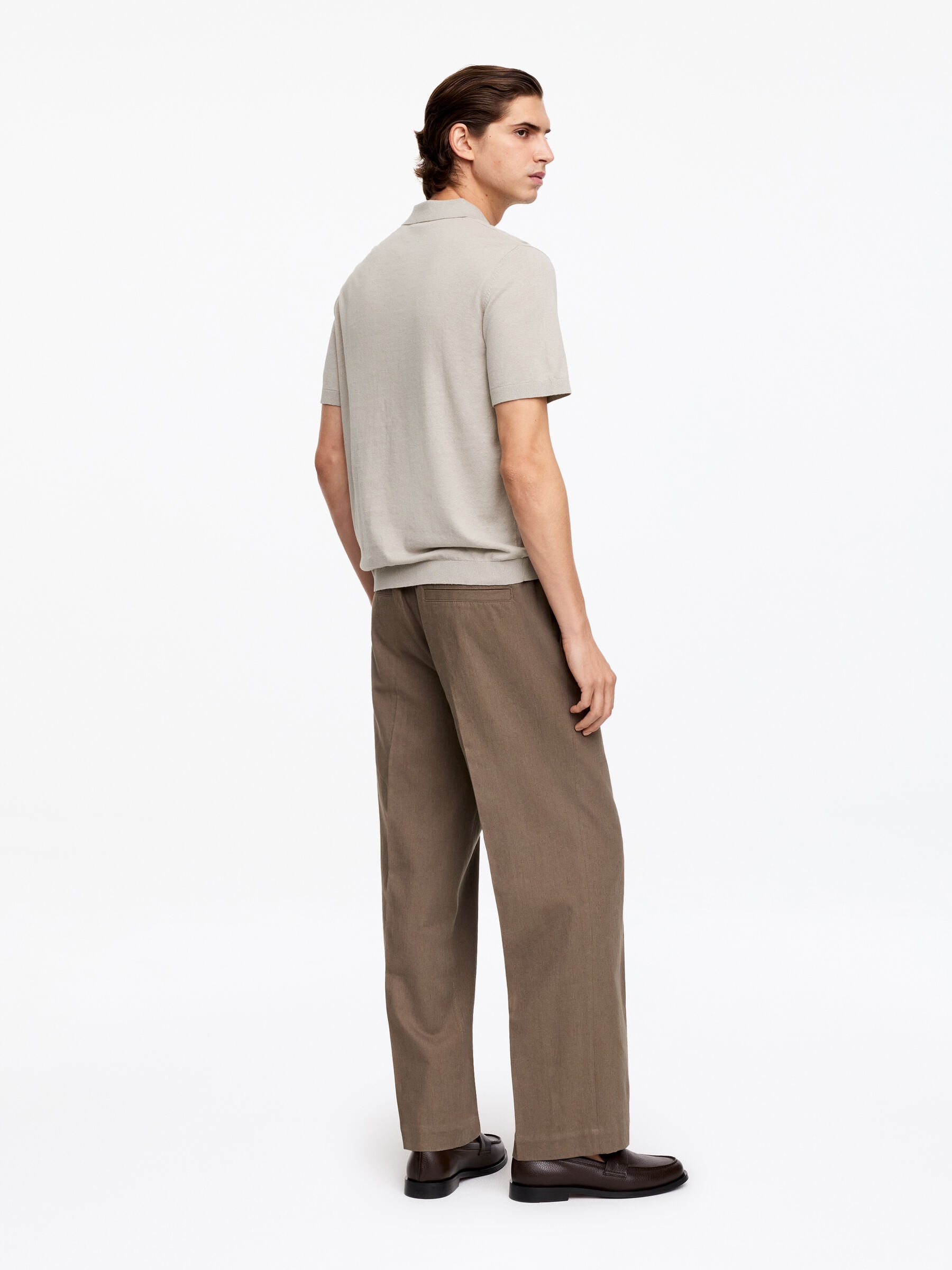 Polo de lino de algodón - Topo claro - Corte estándar - Men - StillMedia/Lookbook - 8