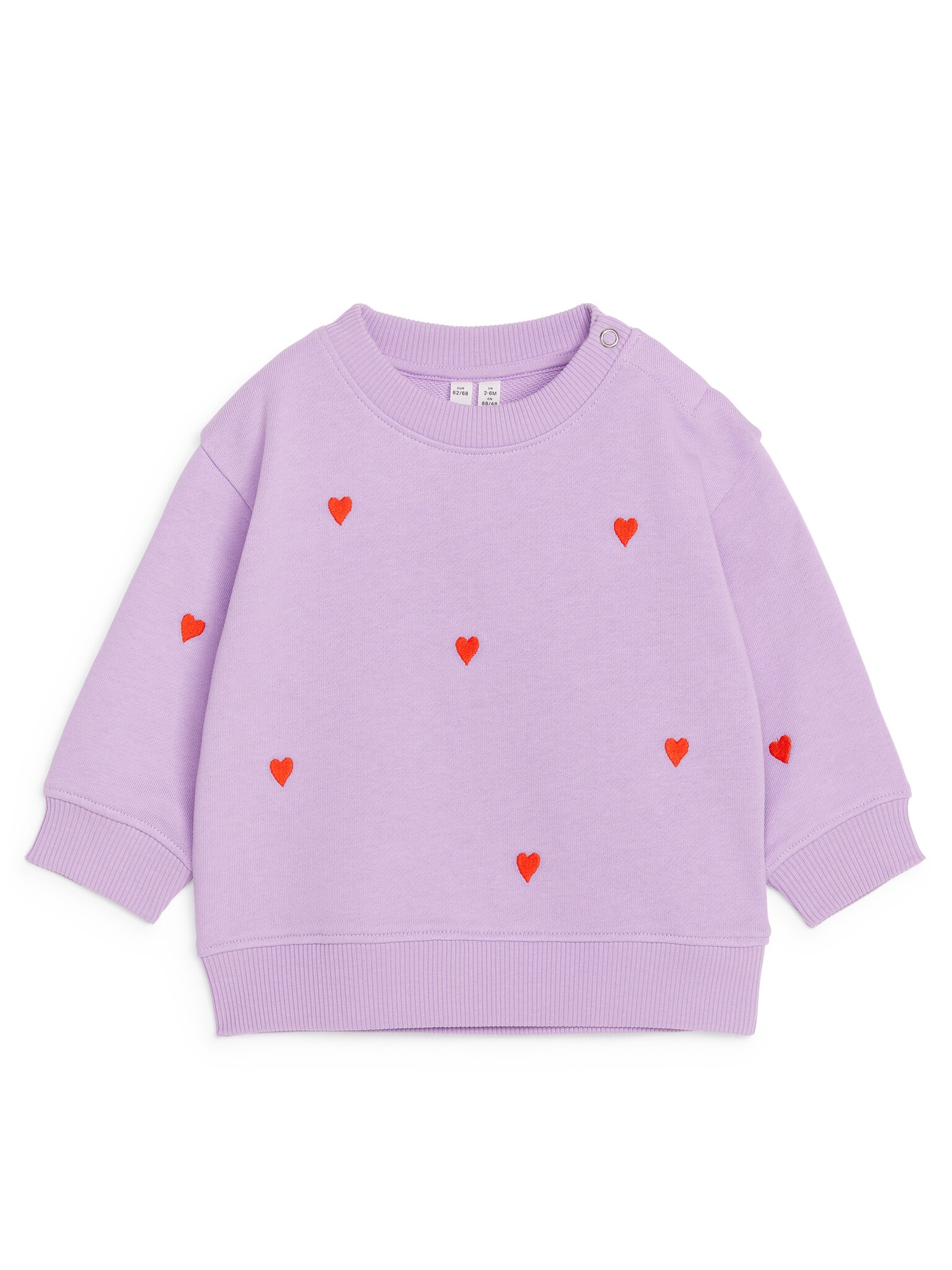 Baumwoll-Sweatshirt mit Stickerei - Flieder/Herzen - 1